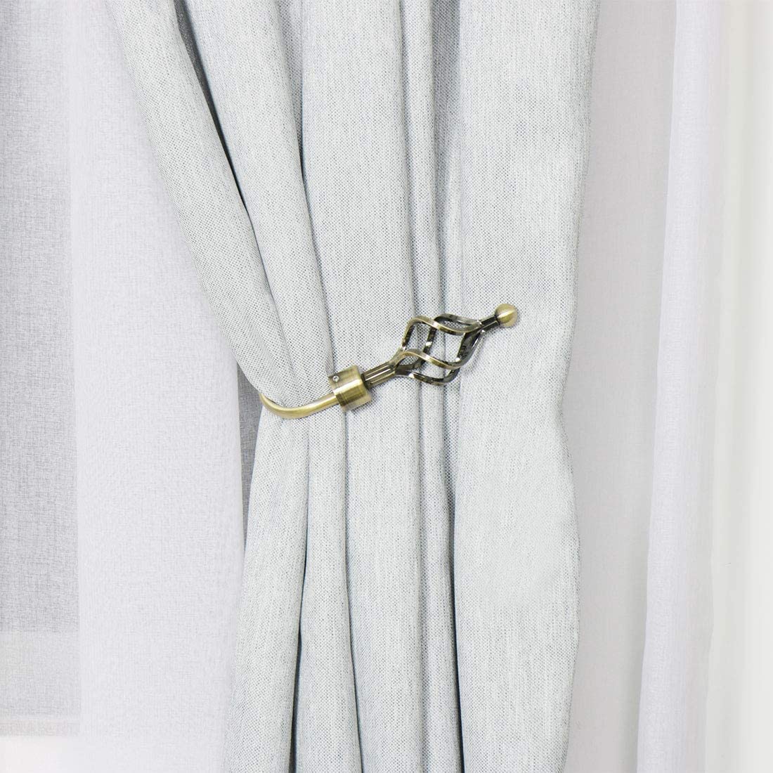 Vorhanghalter for Fenster, Vorhang-Raffhalterhaken, U-förmiger Metall-Raffhalter oder Vorhanghalter im modernen Design for Voiles-Vorhanghalter, 2er-Pack (Bronze)