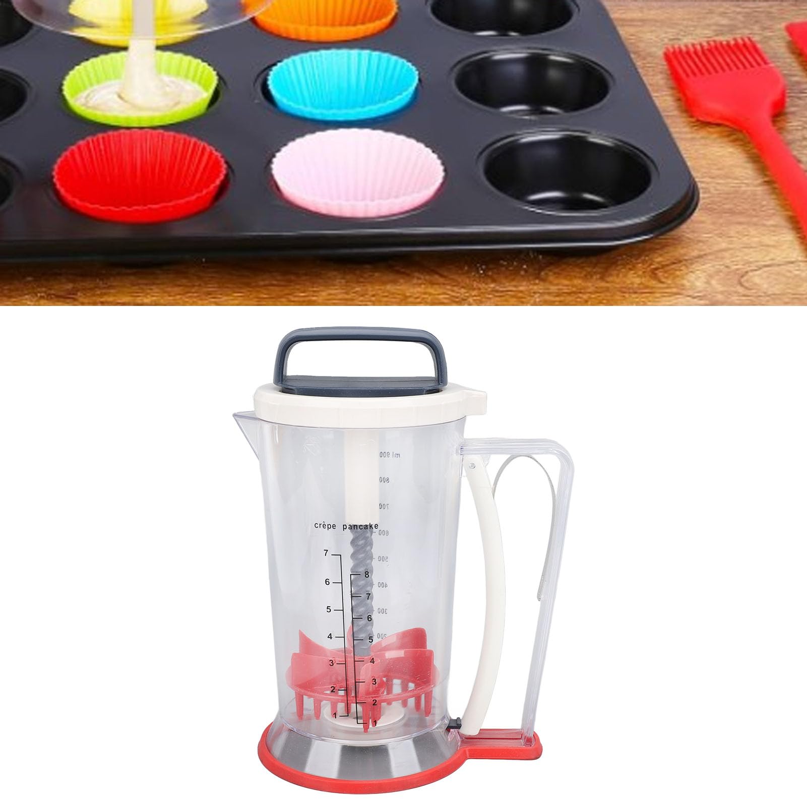 Pancake Batter Dispenser, Batter Separator Maker Dispenser with Squeeze Handle for Pancakes, Waffles, Muffins, Baking Tools, Multifunctional Batter Dispenser, Measuring Scale