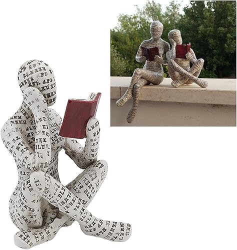 Miniatura 3 de Ozgkee Estatua de pensadora para mujer, decoración del hogar, figura de lectura de pulpa, escultura estética, decoración abstracta moderna para sala