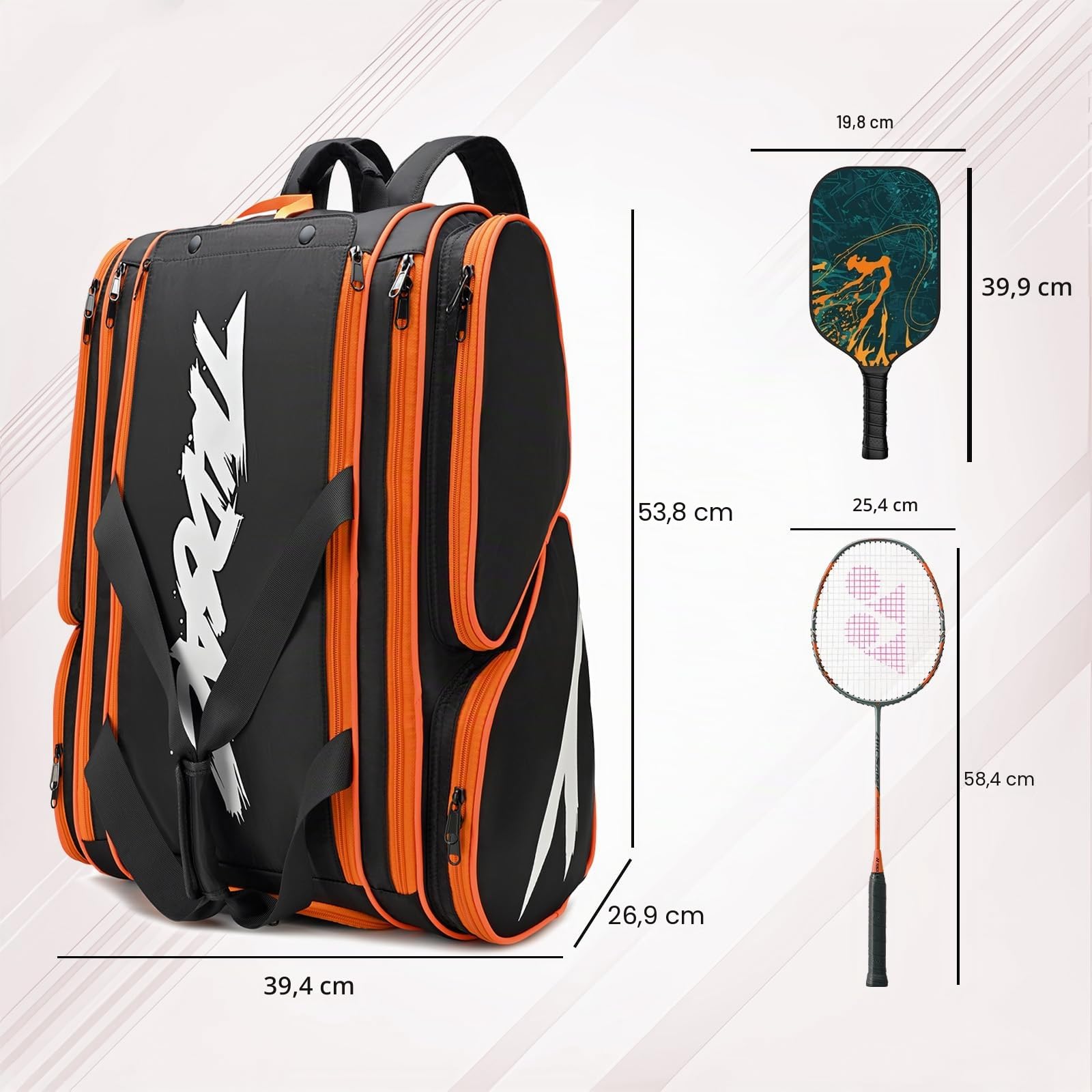 TILDOSAC Padel Racket Bag Duffle Sac à Dos pour Padel Pickleball Paddles,Protector Sac à Dos, Grande Sport Paddel Tasche