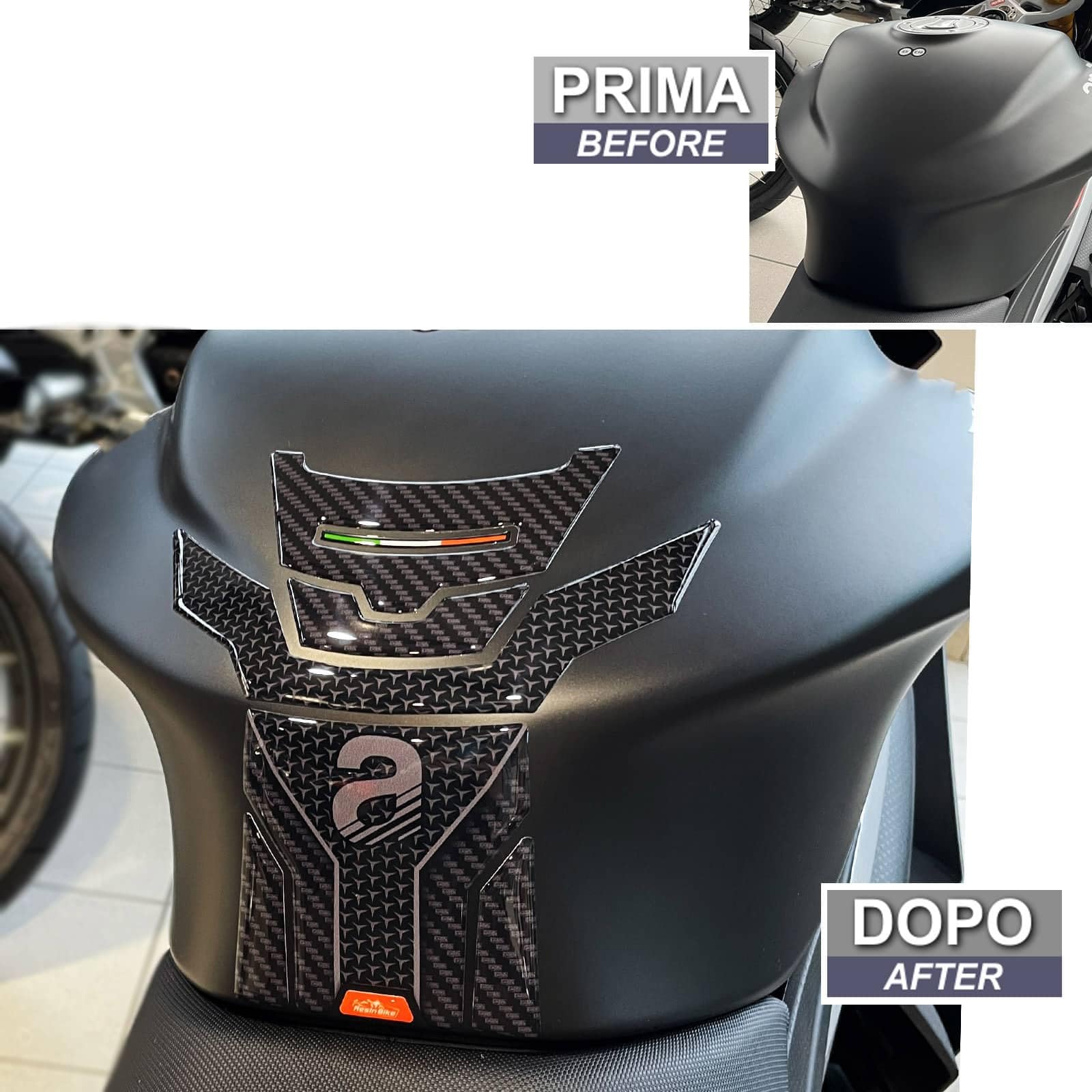 Resin Bike Autocollant Moto Compatibles avec Aprilia Tuono-RS 660 2020-2026. Protection Grip de Réservoir Moto Contre Les Chocs et Les Éraflures. Autocollant 3D Résinés Made in Italy