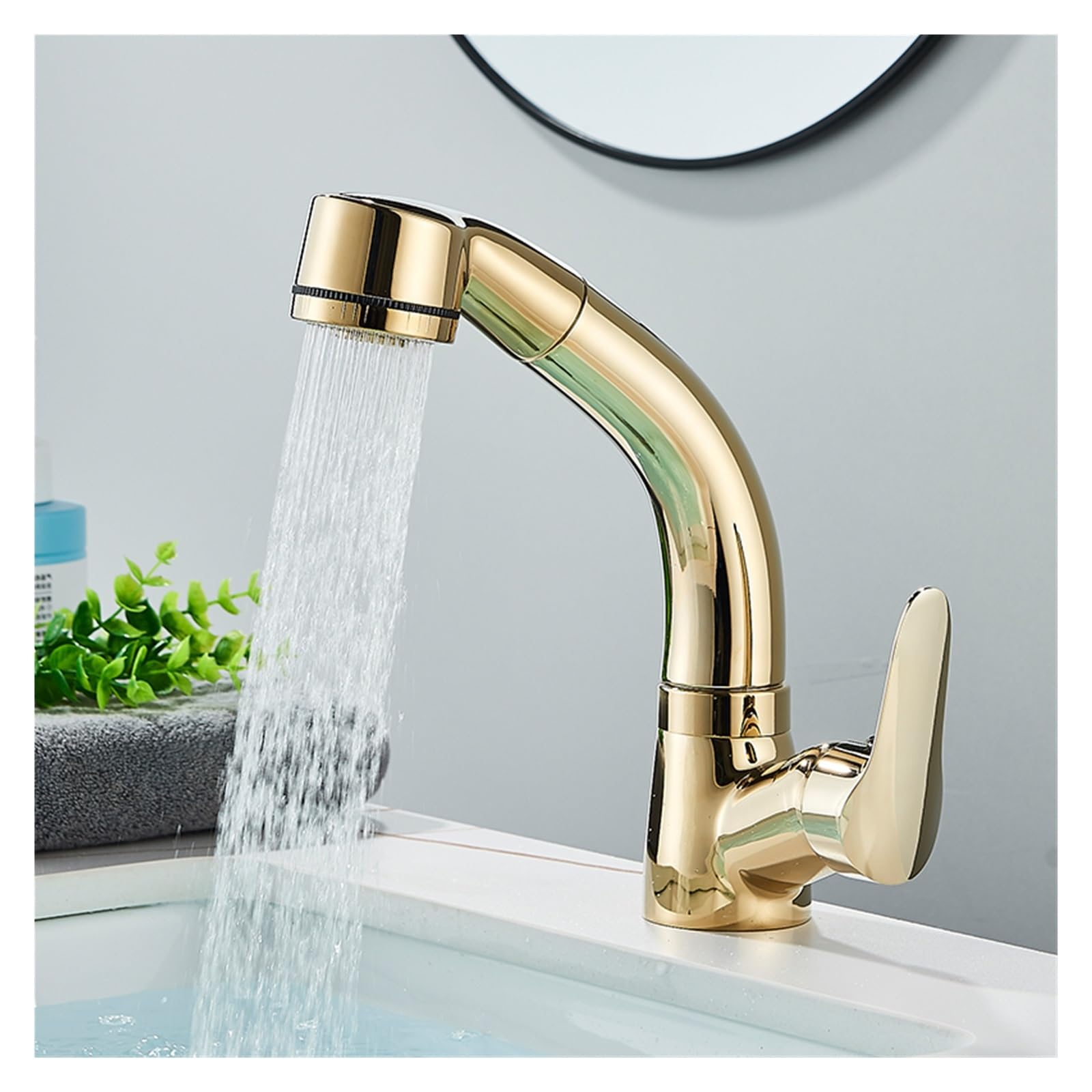Robinet de lavabo noir extractisseur avec bec rotatif 360 pour eau chaude