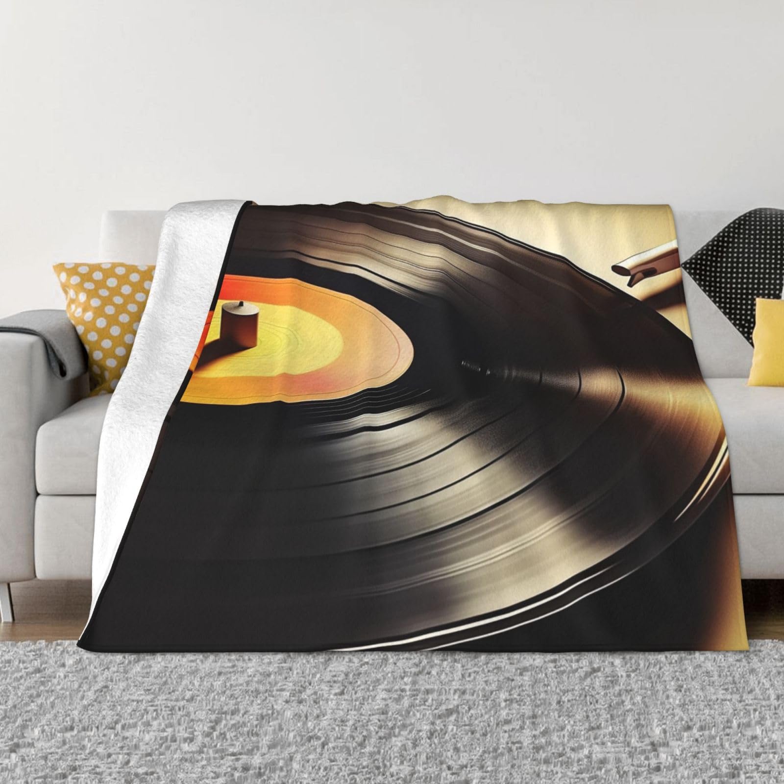 Couverture polaire imprimée vinyles plaid chaud canapé lit 203x152