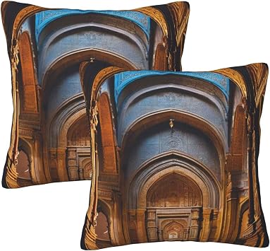 The Mumbai filmcity Tours Print Square Throw Pillow Covers Set of 2,Throw Pillow Protector Case with Zipper for Sofa Couch Decorative22 x22