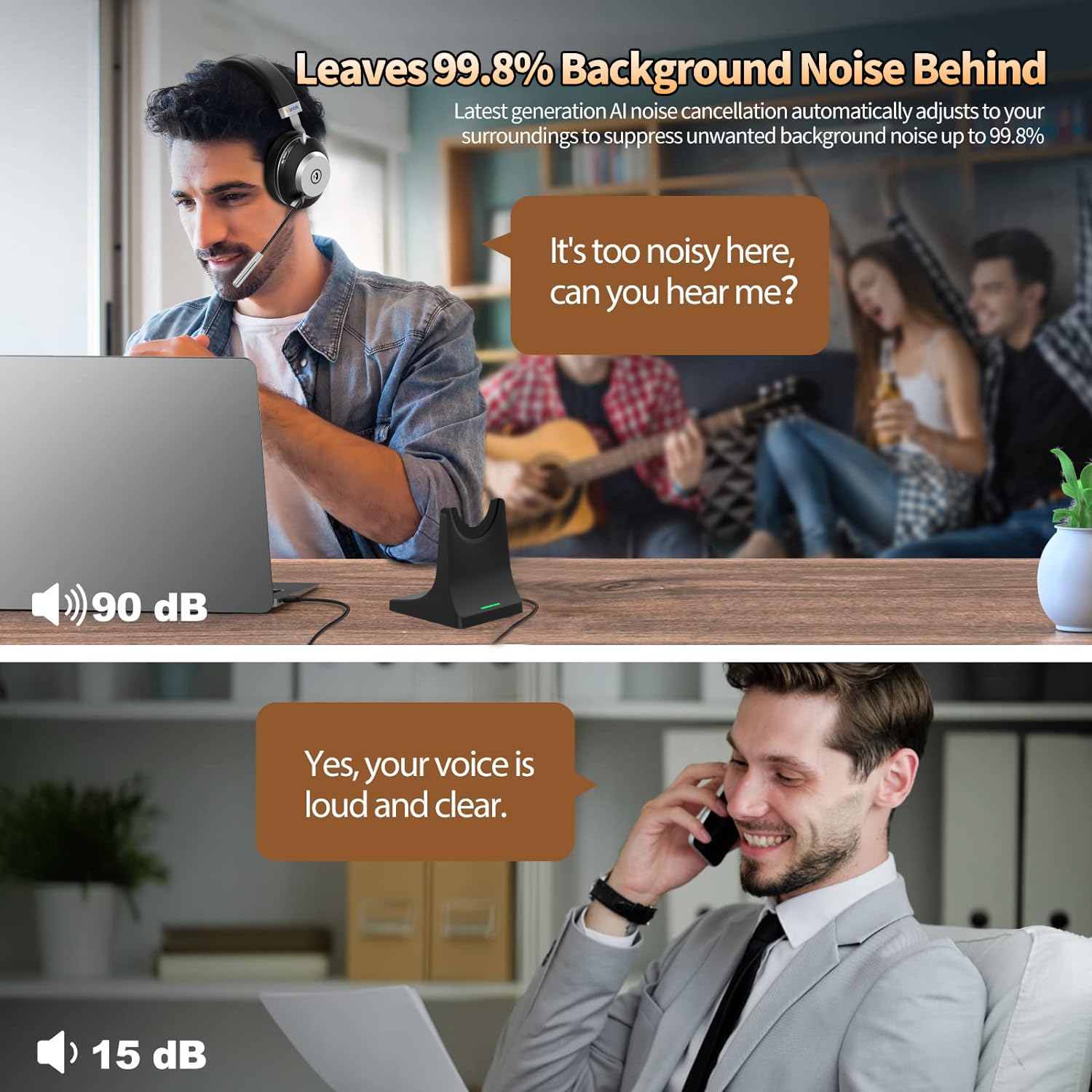 Yealink WH64 Hybrid Mono UC | Draadloze Bluetooth headset met DECT dongle