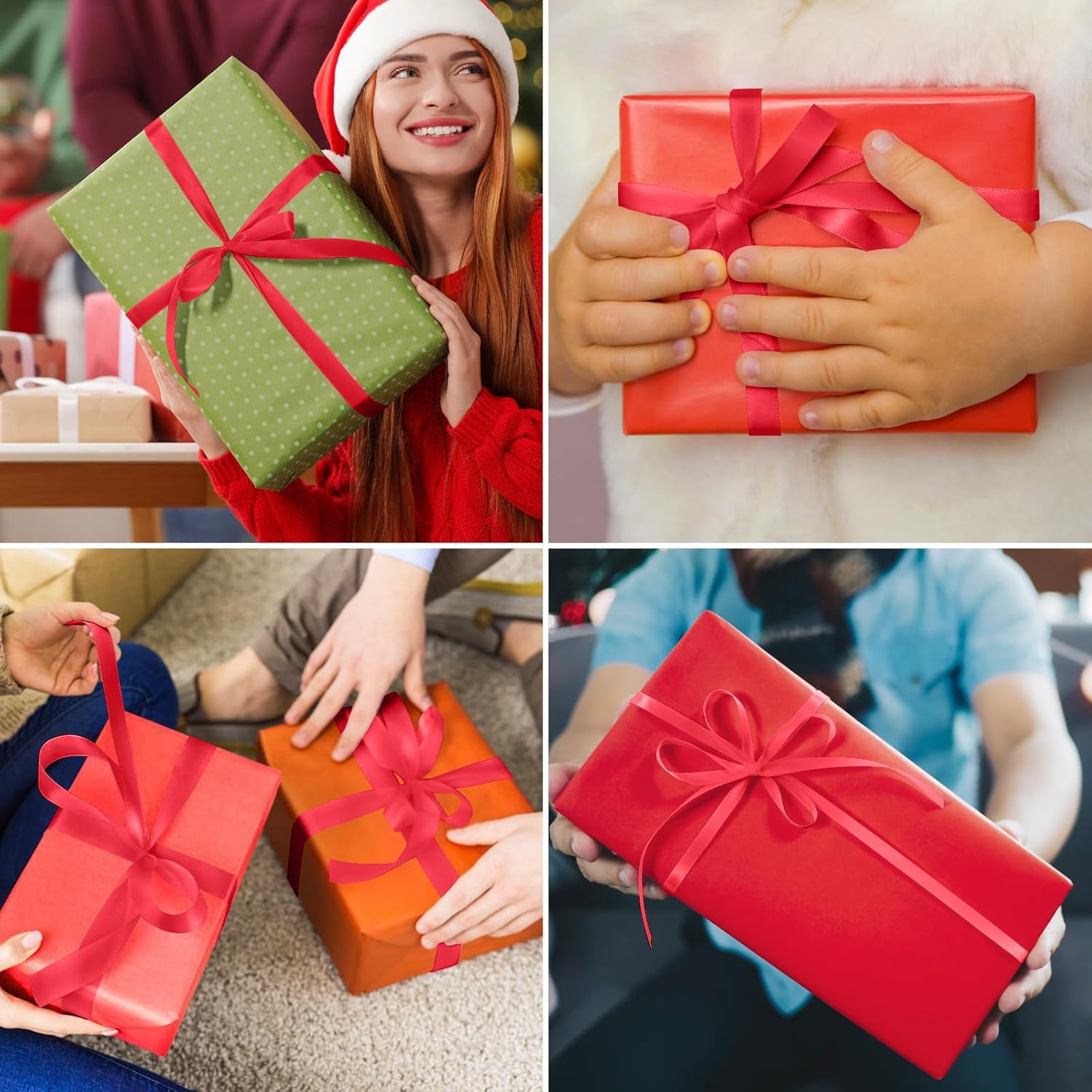 3/8" Red Ribbon, 50 Yards Easter Ribbon for Gift Wrapping, Satin Fabric Ribbons for Flower Bouquet Bridal Wedding Party Decoration Crafts Bow Making, Gift Wrapping Ribbons for Every Holiday - Image 3