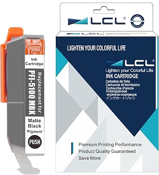 LCL Compatible Ink Cartridge Pigment Replacement for Canon PFI-5100 MBK PFI-5100MBK imagePROGRAF PRO-310 Printer 1-Pack MBK