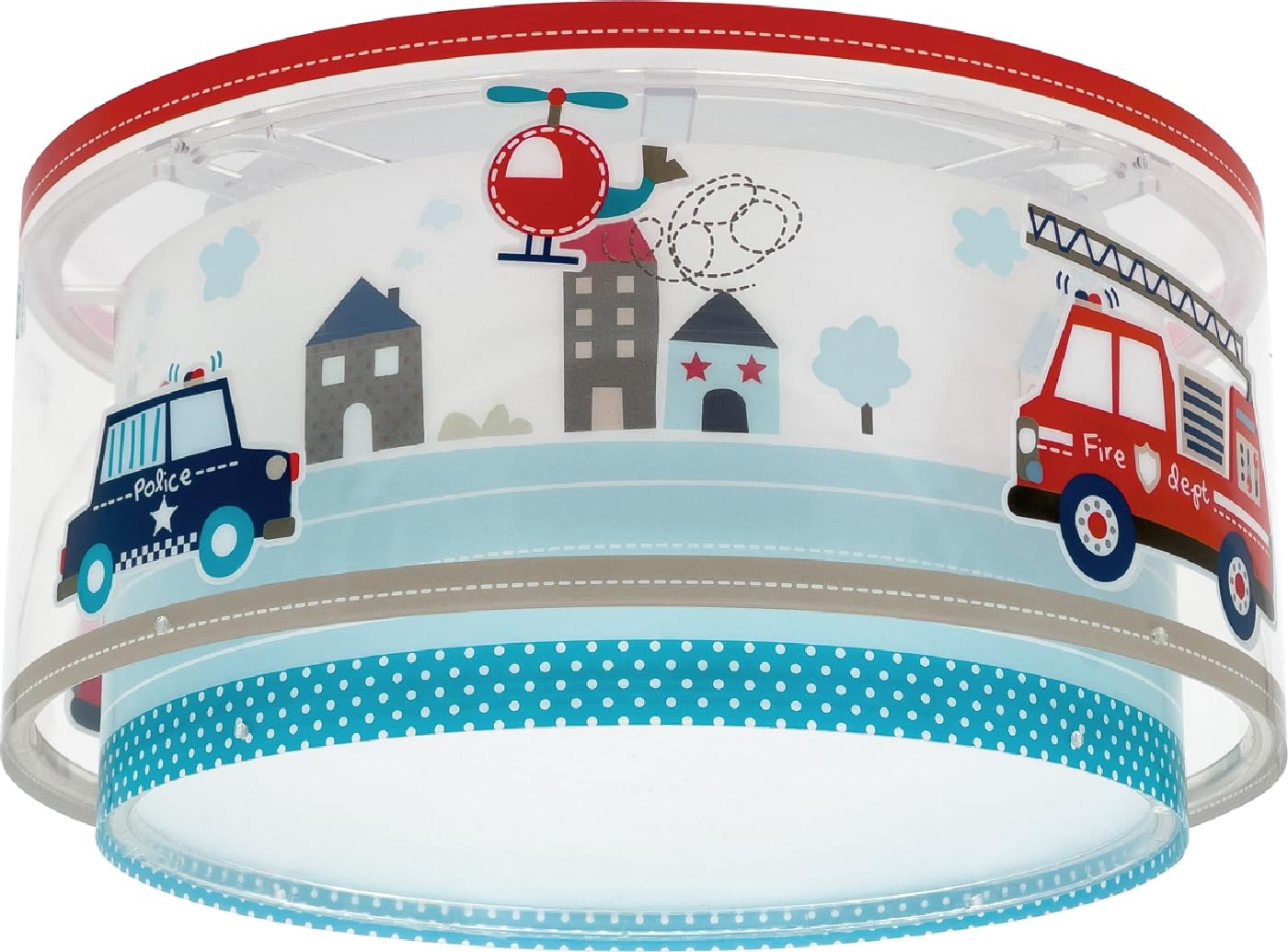 Dalber Children's Ceiling Light, Children's Room Light, Police Cars, 60616M, E27-2 x 15W