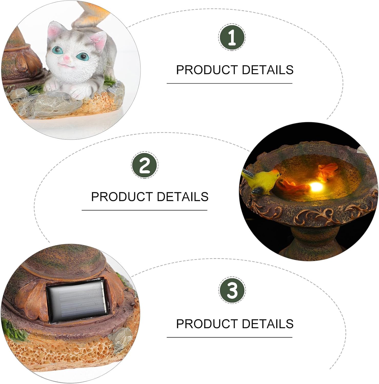 Milisten Solar-Powered Resin Cat Figurine Landscape Light for Outdoor Garden Yard Decor Night Lamp for Patio Balcony