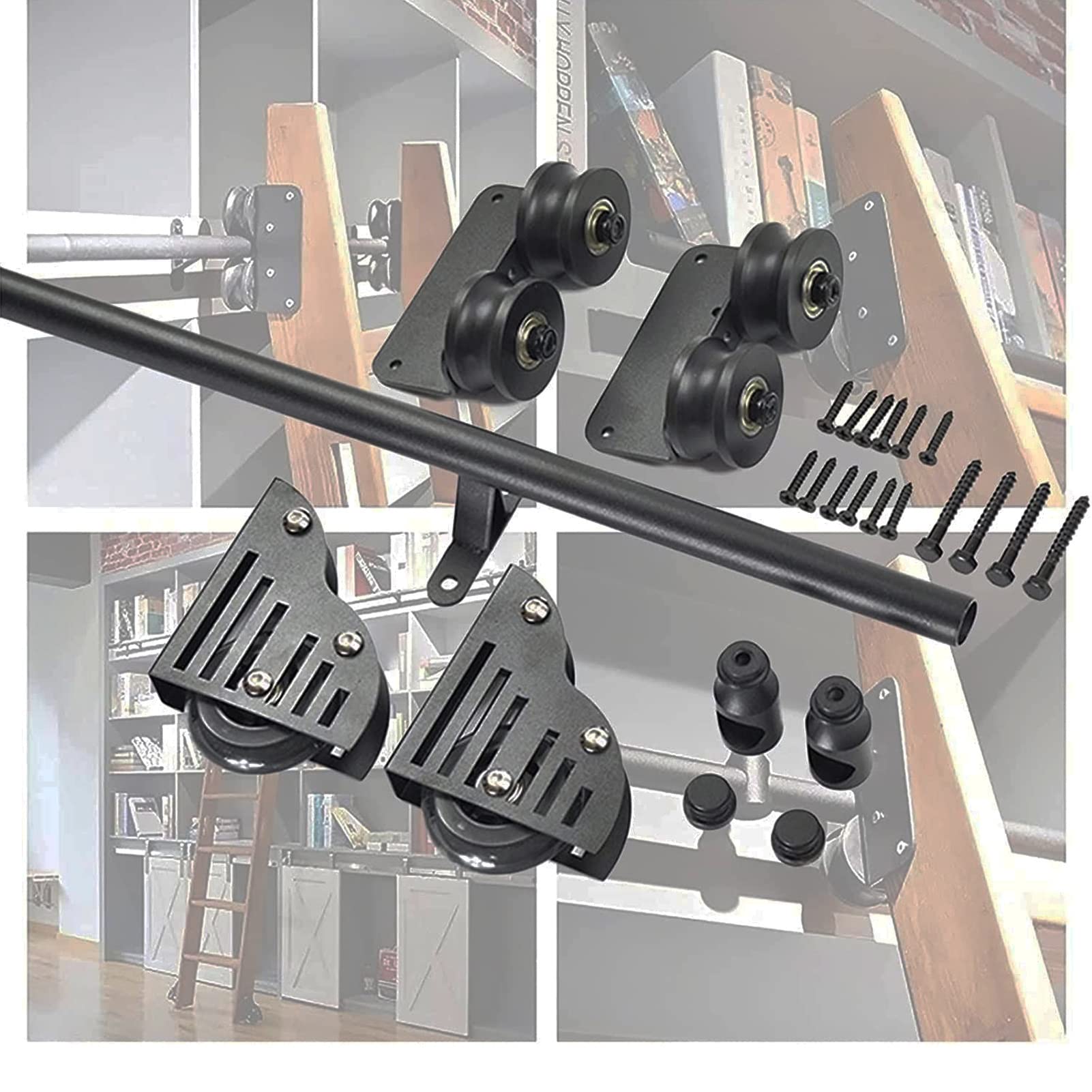 Quincaillerie de prestige rail rond noir 6m pour échelle de grange