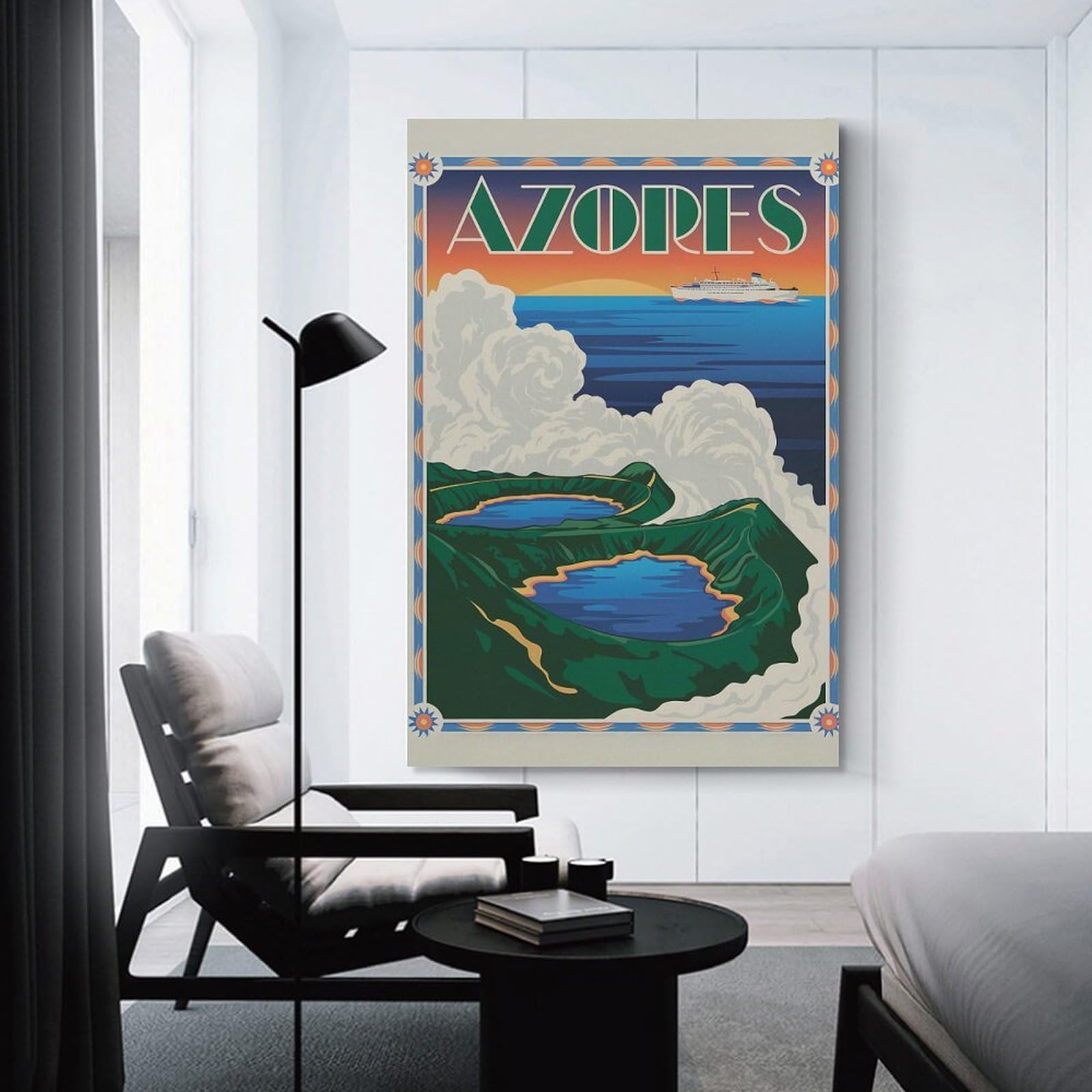 Junmoney Azores Travel Decorative Canvas Print, 20x30inch(50x75cm), for Study, Office Or Focused Interiors, Canvas Wall Decor for Creative Rooms