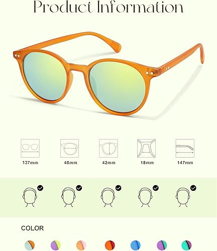 Miniatura 5 de SOJOS TR90 Polarized Small Round Sunglasses for Women Men Vintage Style UV400 Lens SJTR2113