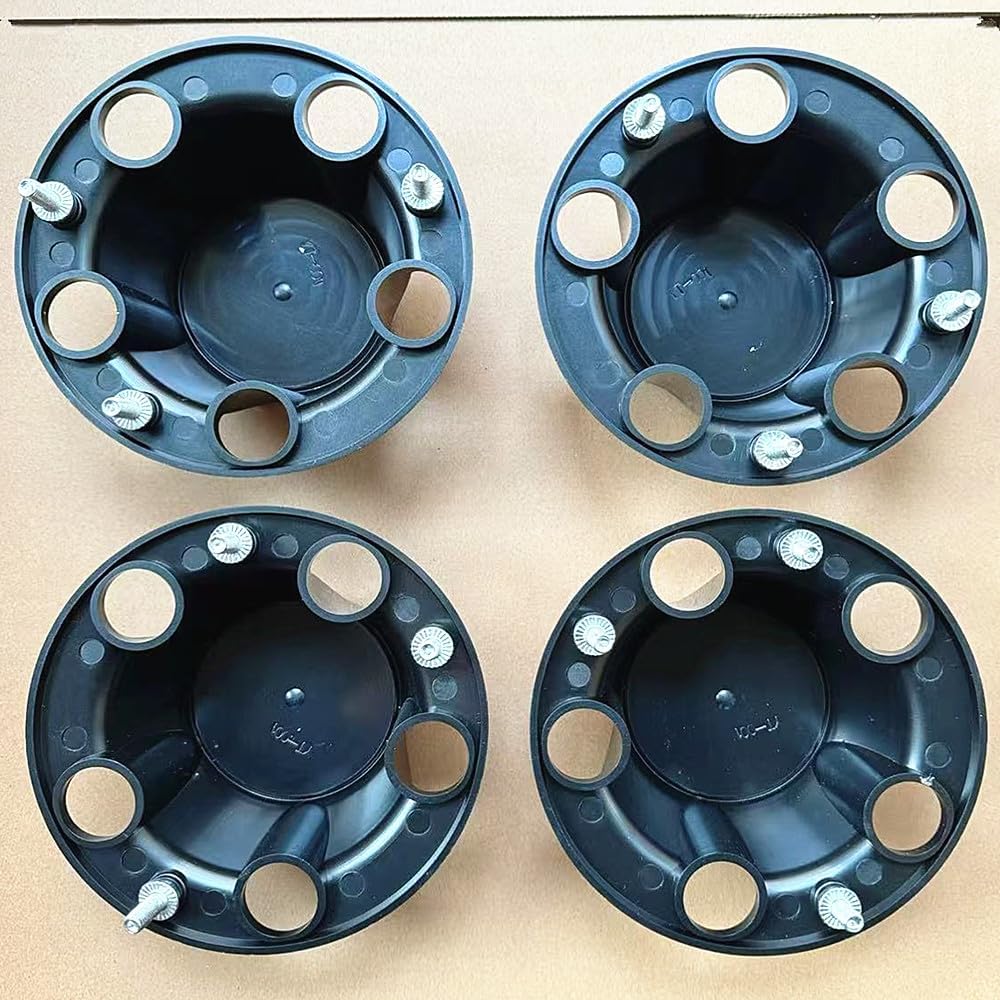 4pcs Gloss Black for 1980-1996 F150 Bronco Van Chrome Wheel Hub Center Caps RED Center (Red)