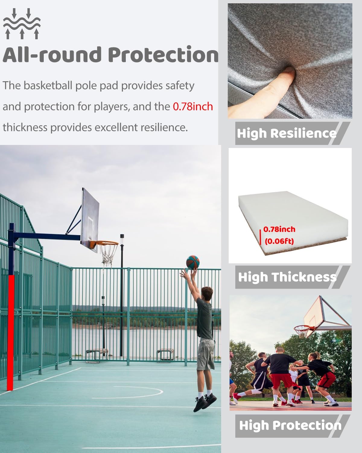 Outdoor Basketball Cane Pad Round Protective Accessory with Waterproof Barrier for Pool Collision Basketball Equipment for Safety and Comfort