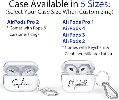 Miniatura 4 de CaseCharming Case for AirPods 4 3 Pro 2 - Clear Personalized Cover with Custom Text