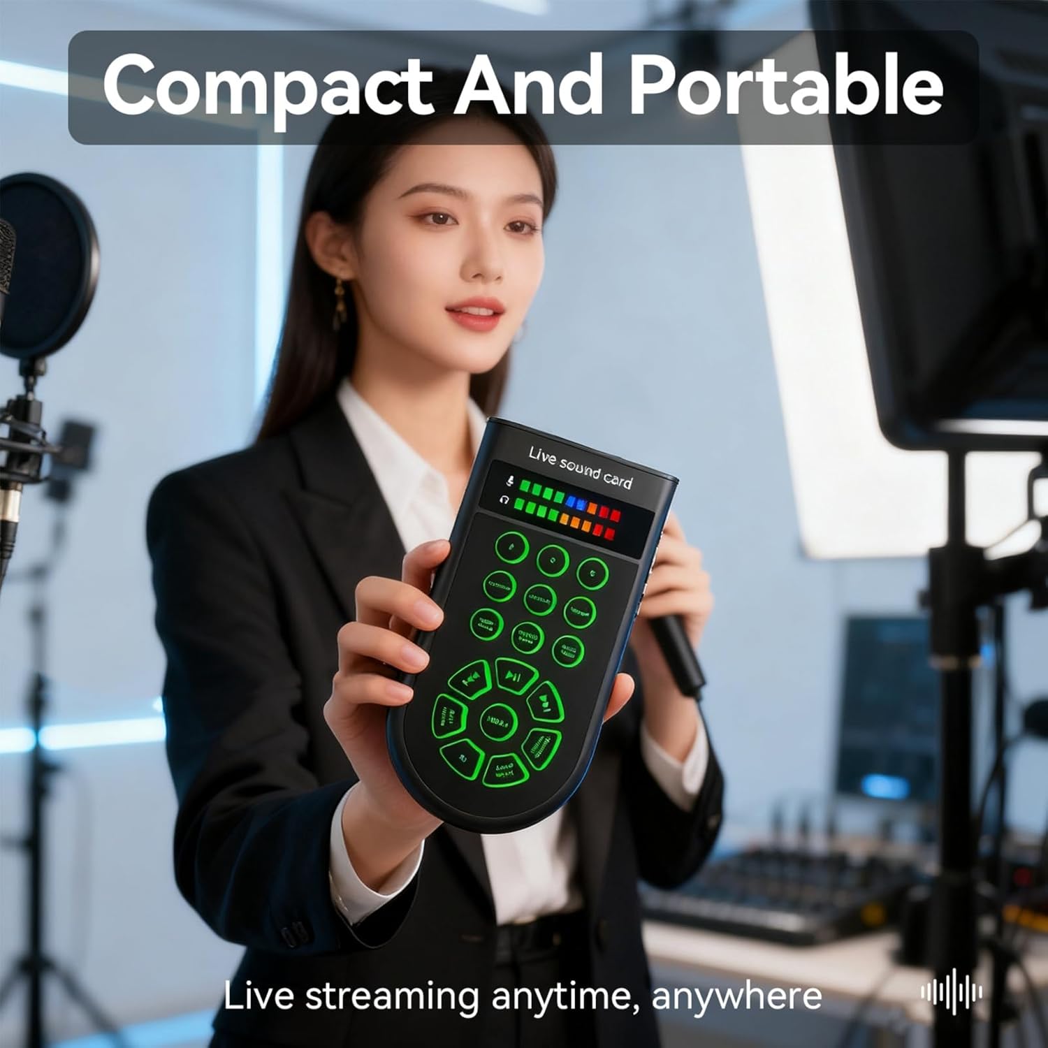 Portable Sound Card,HD Sound Handheld Sound Card Set for Live Streaming, Gaming, Karaoke, Indoor & Outdoor Use, for Streamers, Gamers, Karaoke Lovers
