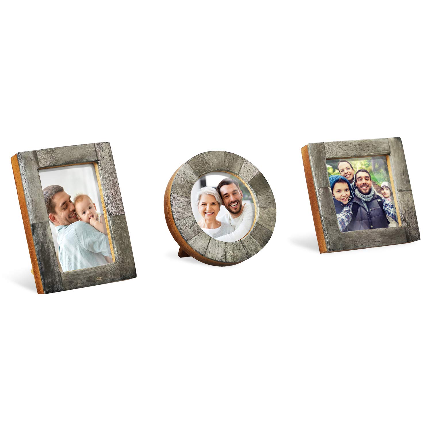 Handicrafts Home Baby Picture Frame for Newborn Girls and Boys - Shower Birthday Gifts Vintage Nursery Photo Frames Set of 3 Pieces (Grey)