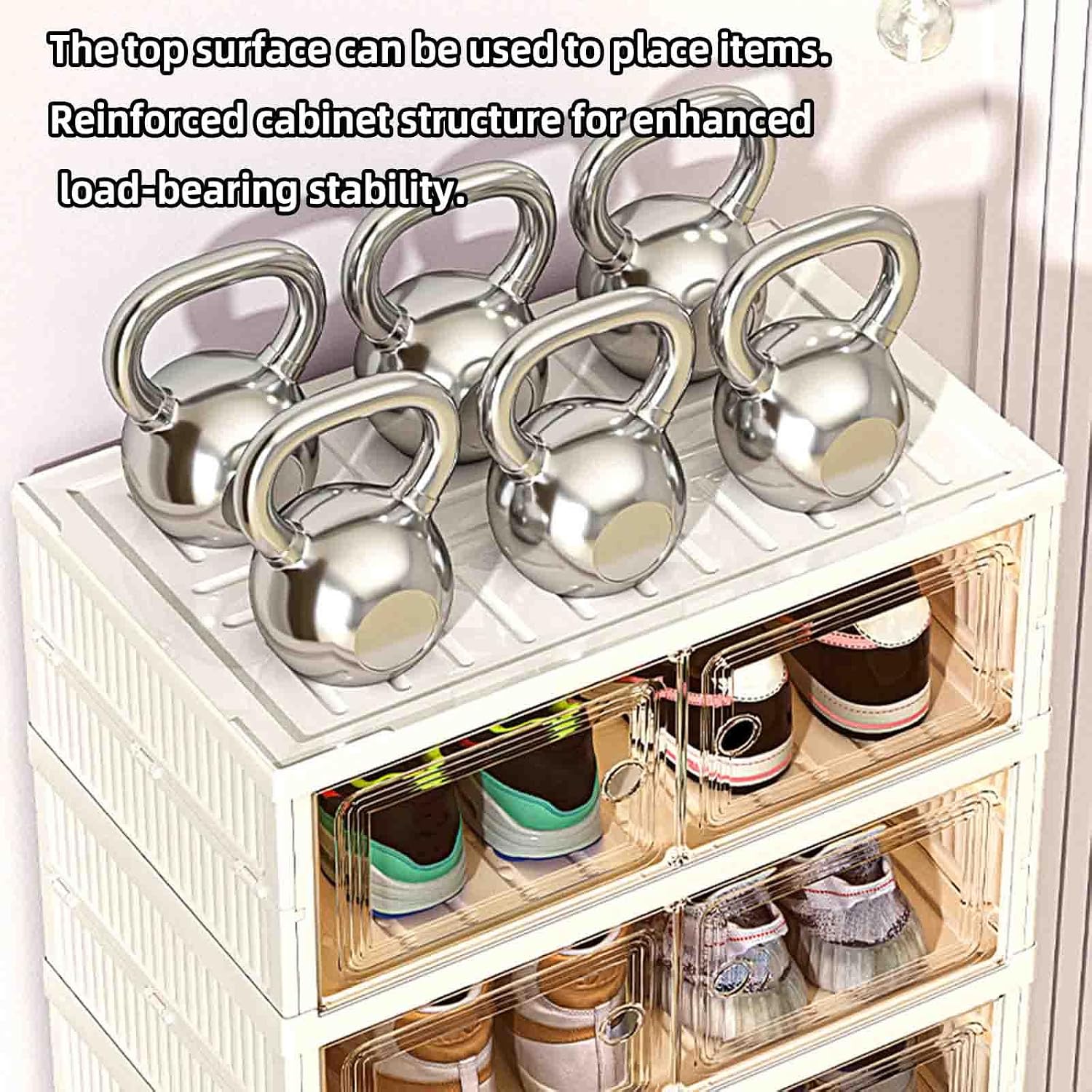 JUSHZ Narrow Shoe Rack Shoe Storage Stand Tall 6 Tier with Door Cabinet Boxes Stackable Clear Detachable Foldable Heavy Duty Portable Space Saving Stackable Waterproof Plastic (Black,44x35x159cm)