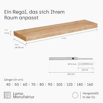 Lamo Manufaktur Wall Shelf Wood Straight Shelf Colour: Natural Invisible: Floating Shelf 80 cm