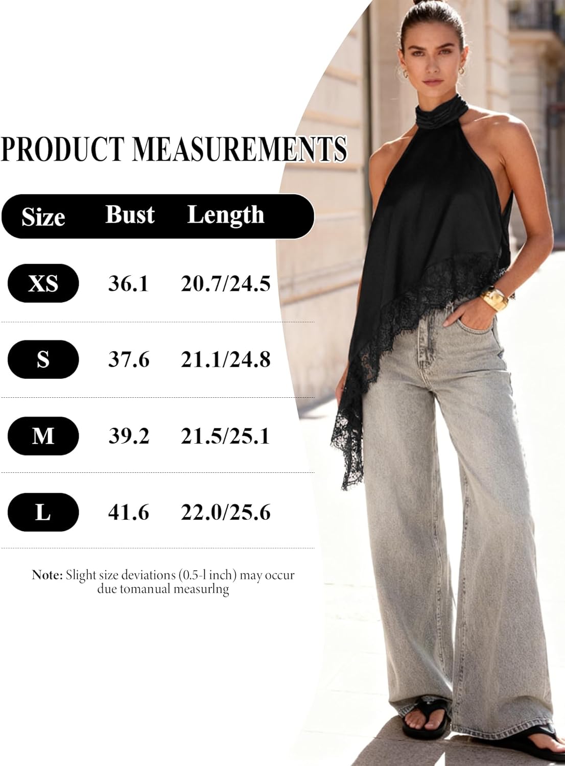 Women's Y2K Satin Tops Lace Trim Mock Neck Sleeveless Tank Tops Asymmetrical Hem Going Out Flowy Halter Top - Image 6