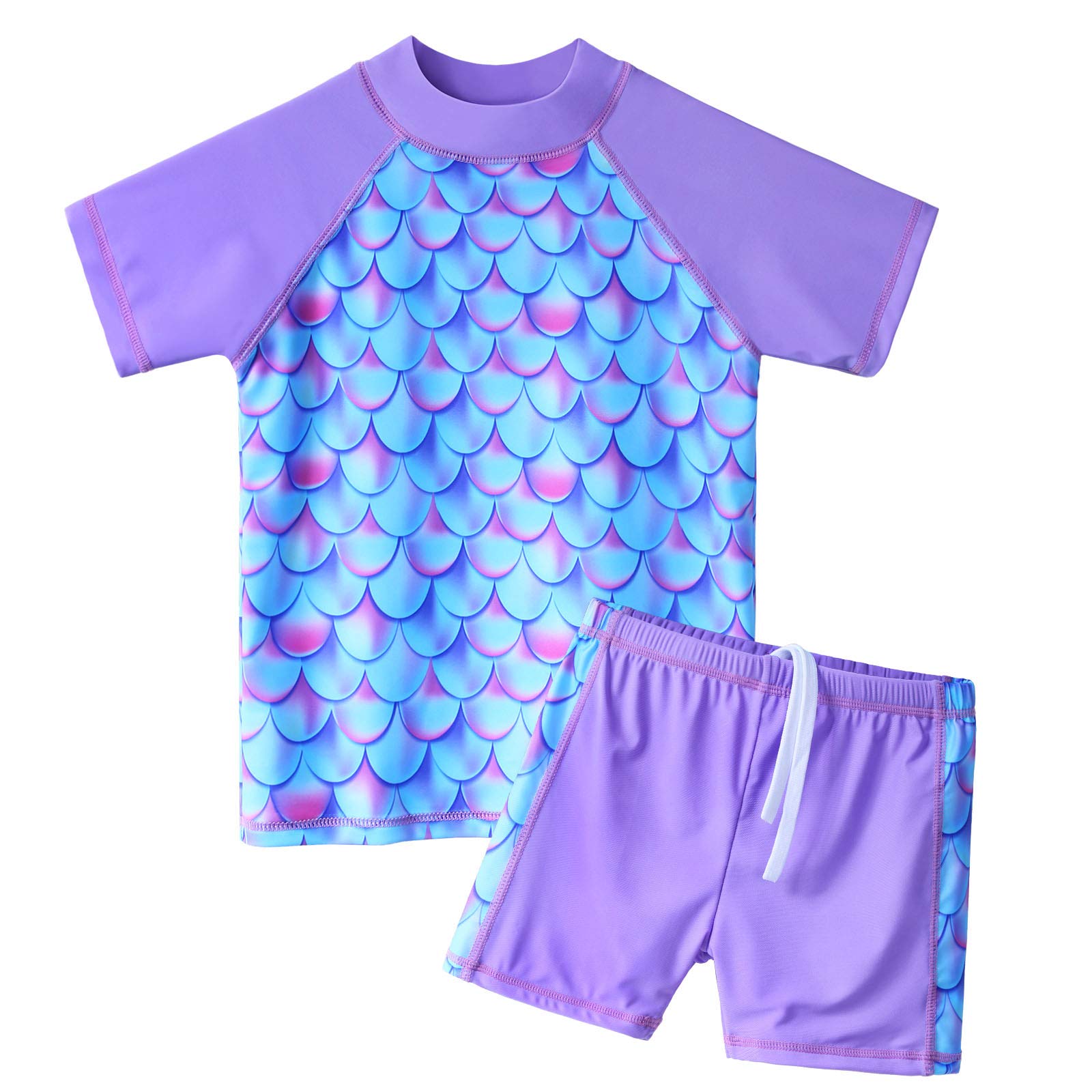 ZNYUNE Niña Traje de Baño Impreso 2 Piezas Top Manga Corta + Shorts