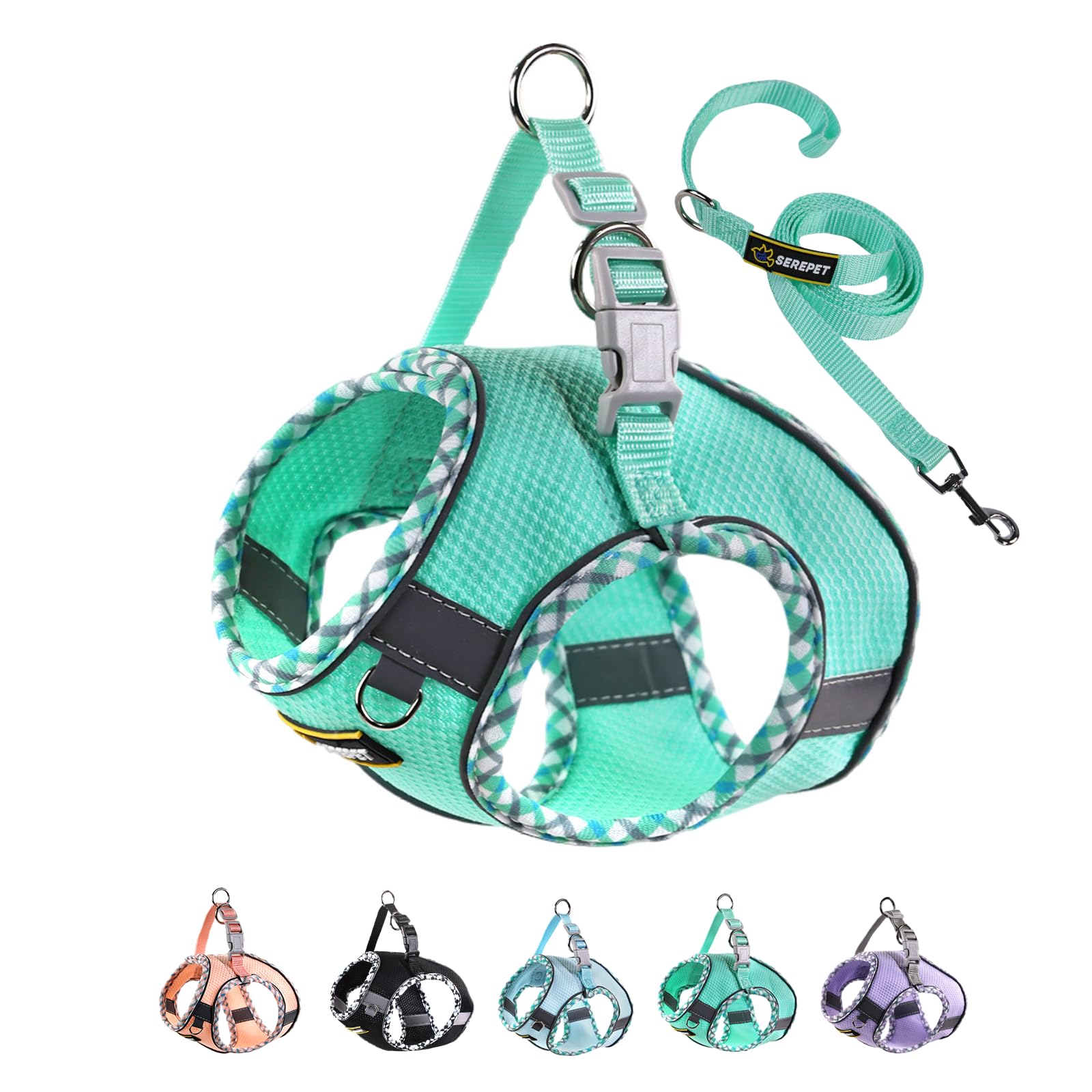 Dog Vest Harness for Small Medium Puppies, No Pull & Step in, No Choke & Escape Proof New Released for Easy Walker with Leash Set, Extra XXS Green Edging