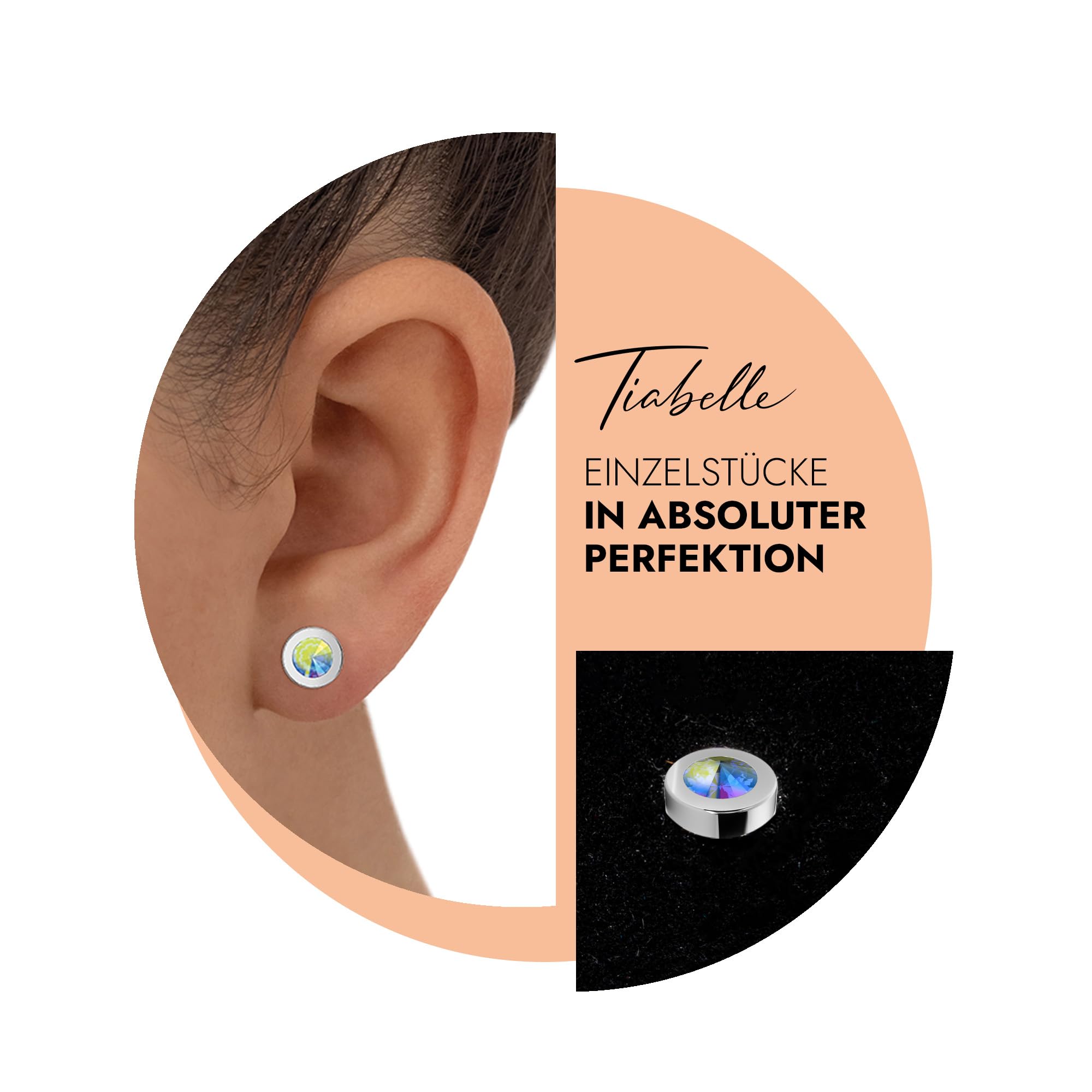 TIABELLE – Ohrstecker LUNA aus Titan mit funkelnden Swarovski® Zirconias – Ohrringe für Damen – allergenfrei & hautverträglich – Handmade in Germany (7,6mm ø)