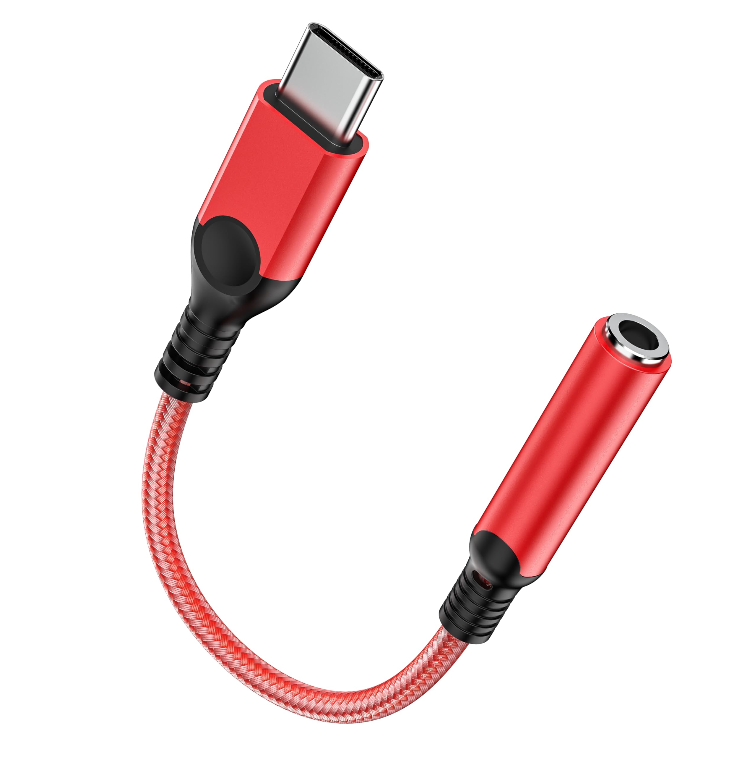 USB C to 3.5mm Headphone Jack Adapter for iPhone 17/16/15/Pro Max/Plus, Type C Aux Audio Dongle Cable Cord Compatible with iPad, Samsung Galaxy S25/24/S23, MacBook (Red, 1 Pack)