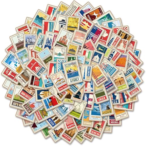 Buer Homie 100 calcomanías de viaje para maleta, calcomanías vintage del mundo para equipaje, calcomanías de álbum de recortes de viajes,