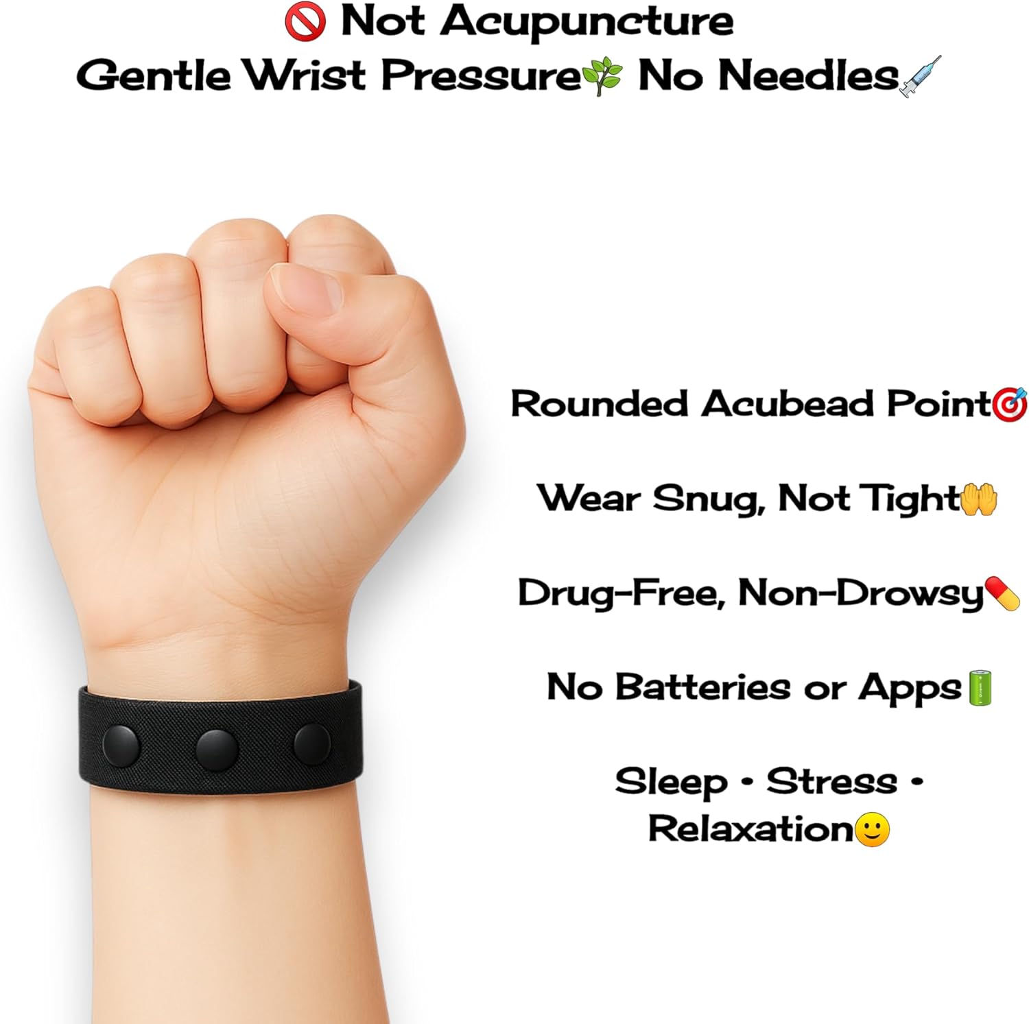 Sleep Wristband – Adjustable Acupressure Band for Natural Relaxation, Balance, & Sleeplessness – Latex-Free with 3 Bead Design for Bedtime Calm