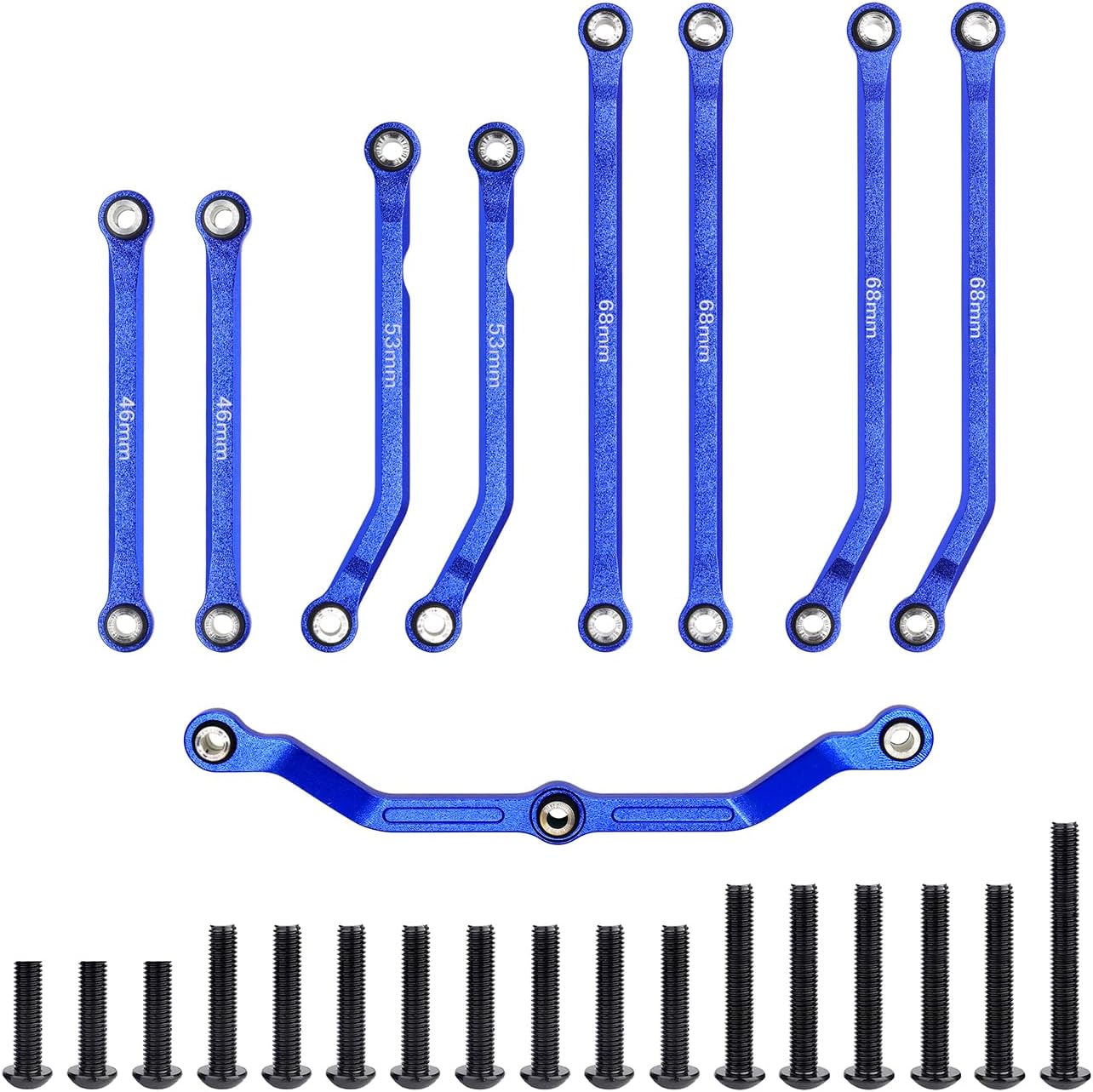 High Clearance Links Set Aluminum Steering Linkage for TRX4M Upgrades Parts 1/18 RC Crawler Car-Navy Blue