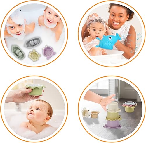 Miniatura 8 de Juguetes de baño para bebés de 1 a 3 años  Juguetes de bañera sin moho para niños de 4 a 8 años  Juguetes de bañera con 1 ducha de tiburón  5 botes