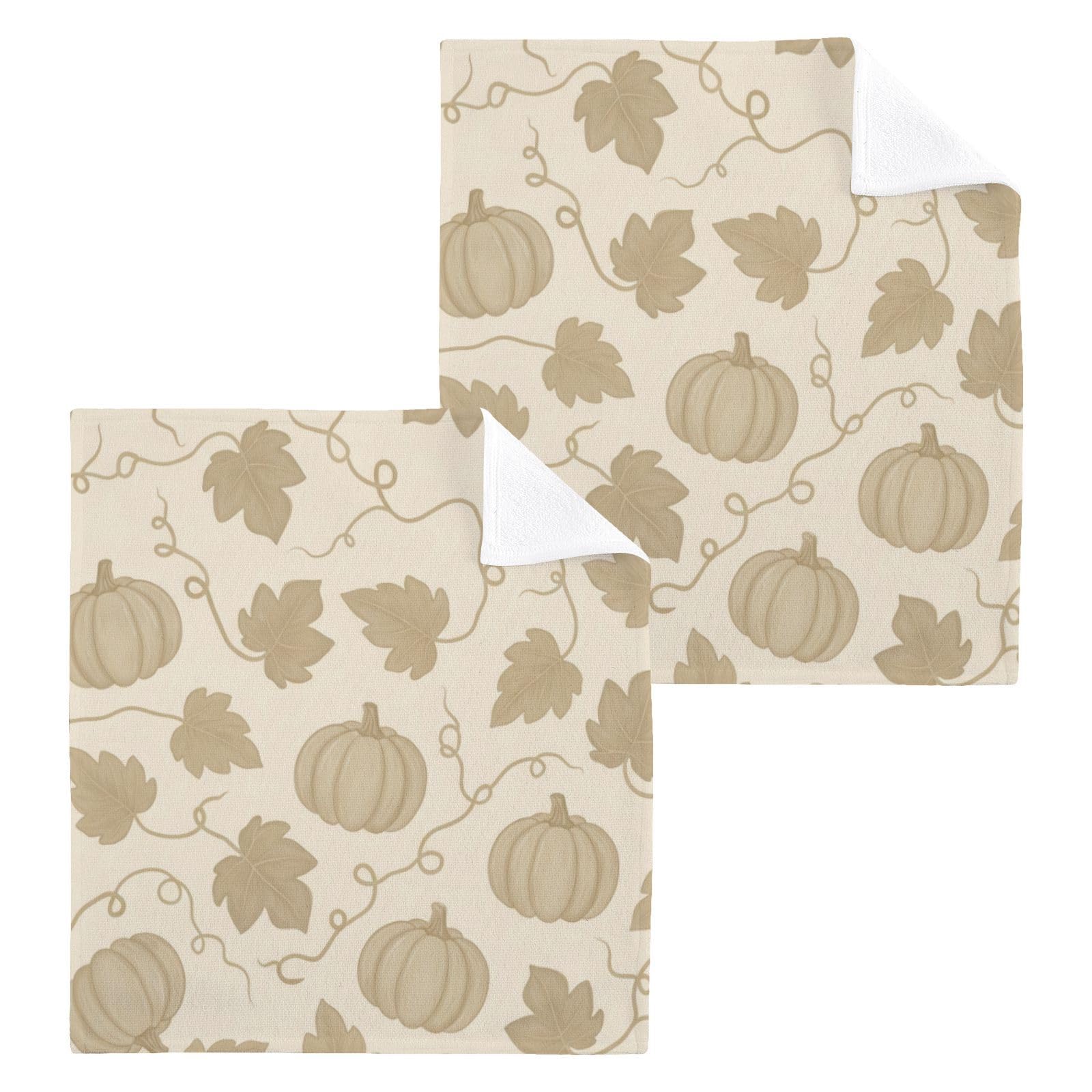 BOESI Maple Pumpkin 12x12in Cotton Washcloth,Soft Absorbent Face Towel