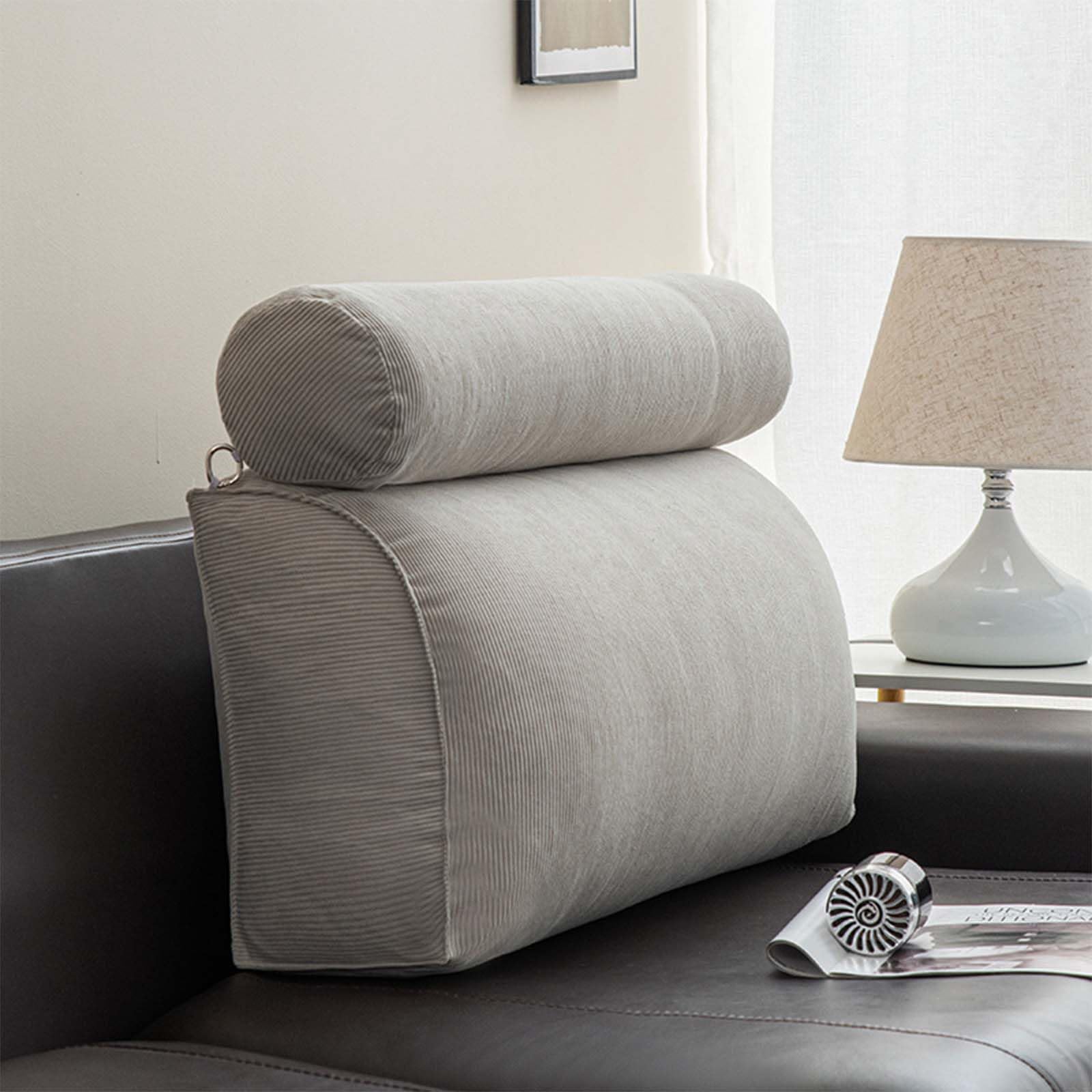 Generico Cuscino da Lettura Letto in Velluto a Coste, Supporto Lombare Ergonomico con Poggiatesta Regolabile e Rimovibile, Ideale per Schiena e Collo, Cuscino Schienale Testiera,Light Gray