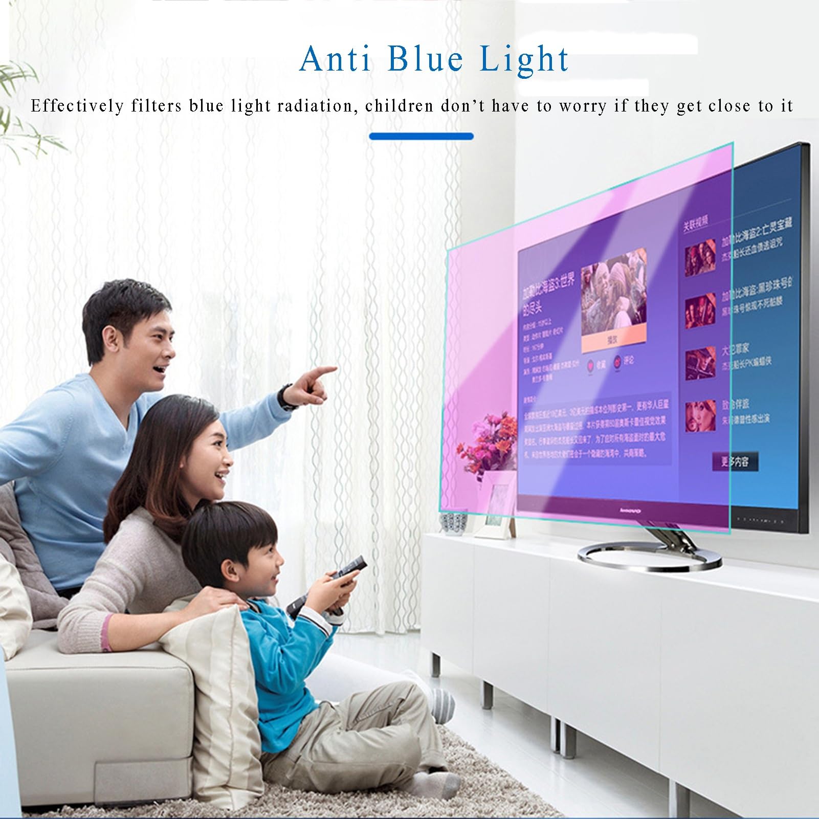 Protector de pantalla para gafas de ordenador, Película protectora de pantalla TV, reducción deslumbramiento mate, filtro luz azul, varios tamaños(49 inch 1084x610mm)