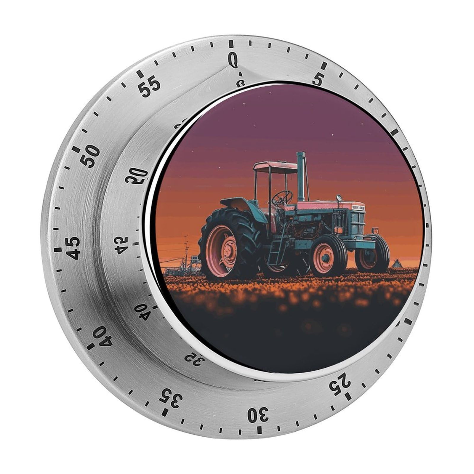 Aesthetic Tractor Visual Timer with Loud Alarm 60-Minute Kitchen Timers Exquisite Stainless Steel Body - Mechanical Desk Timer Countdown Clock for Cooking Chef Clock