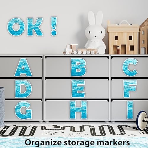 Miniatura 6 de Juego de 150 letras grandes de 7 pulgadas para tablón de anuncios, letras recortadas del alfabeto del mar del océano para exhibir tablones de