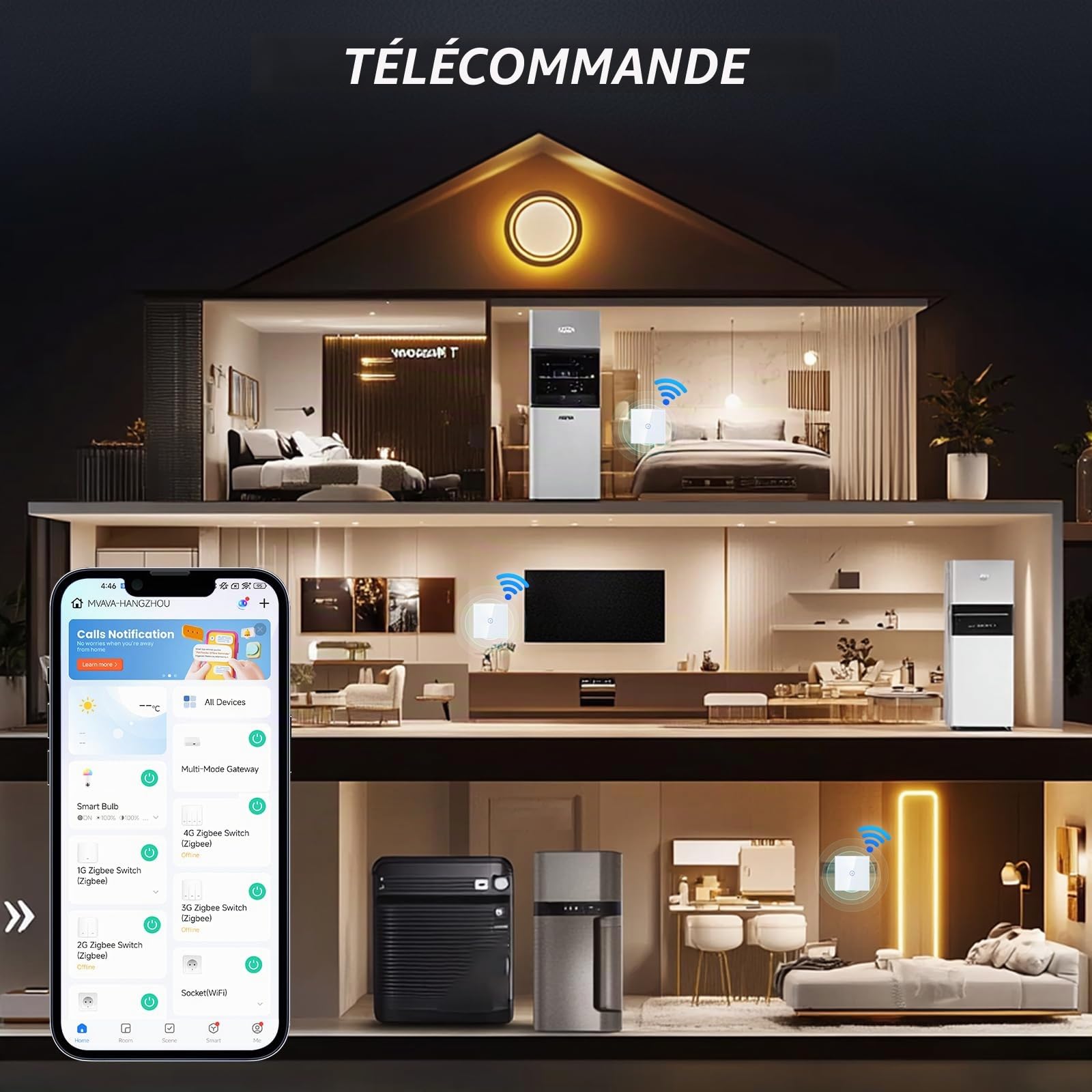 BSEED Interrupteur Connecté WiFi,Blanc Interrupteur Va et Vient avec Écran Tactile,1 Gang 2 Voie Interrupteur Tactile Mural WiFi,Compatible avec Alexa etGoogle Home(Ligne Neutre Requis)-2Pack