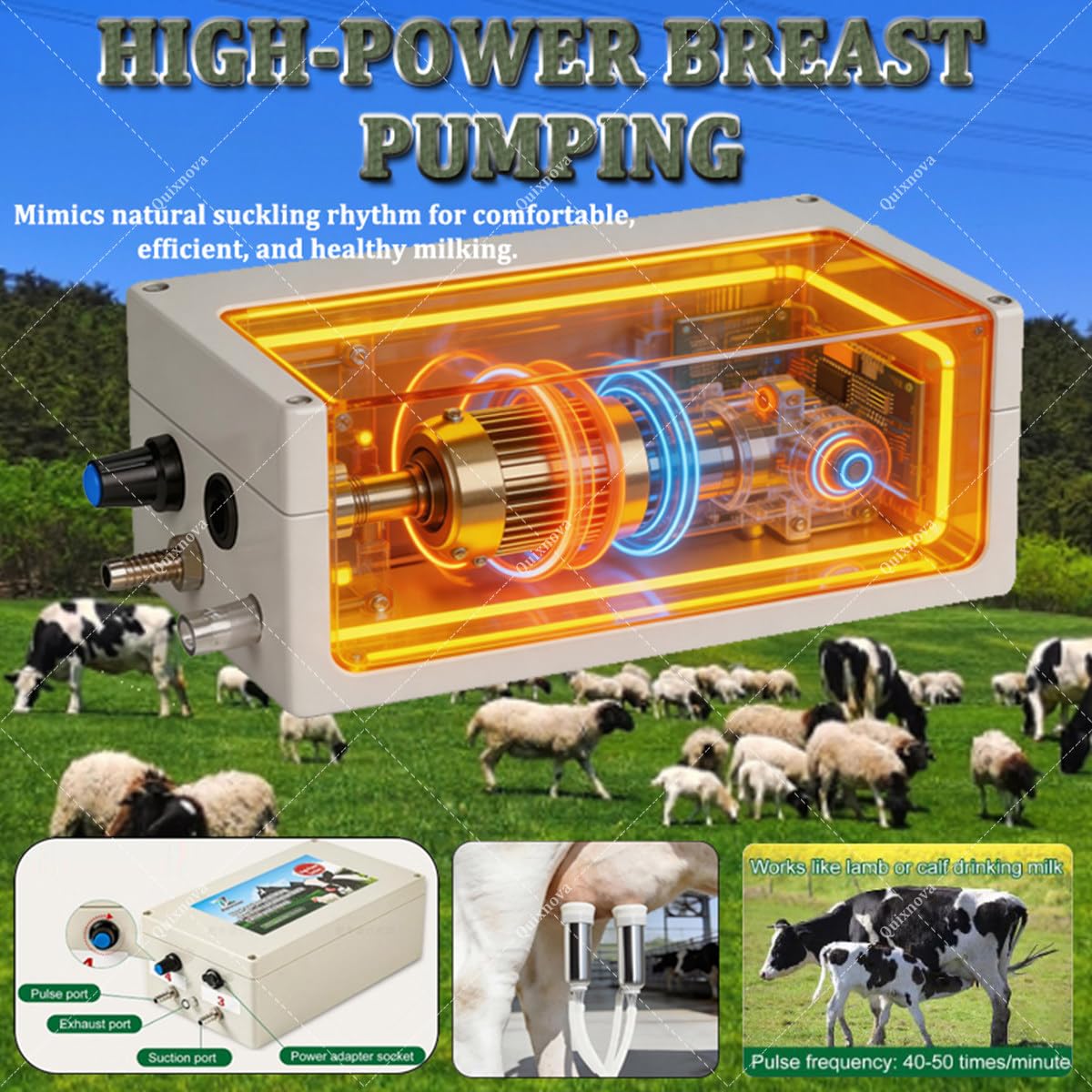 Mungitrice elettrica per mucche e capre, kit di mungitura portatile con secchio in acciaio inox da 10/14 litri per piccole aziende agricole domestiche, funzione di arresto automatico goat-10L