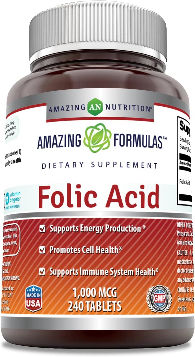 Amazing Formulas Folic Acid 1000 mcg (1 mg) 240 Tablets