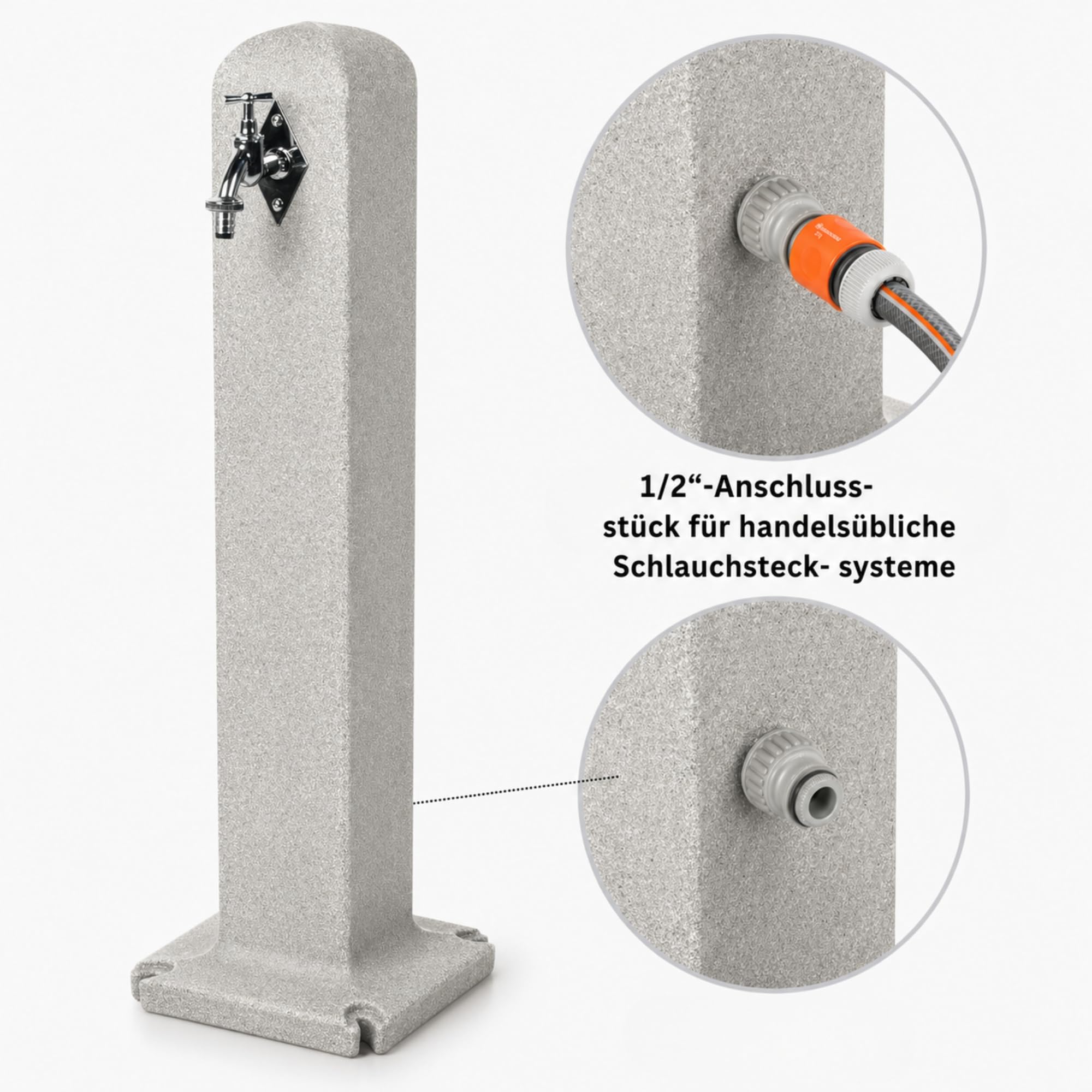 YourCasa Stoneflow Wassersäule Garten Granit-Optik | Wasserzapfsäule Poller mit Wasserhahn | 90 cm Standbrunnen Zapfstelle Außenbereich | Witterungsbeständig Frostsicher UV-stabil (Sandstein)