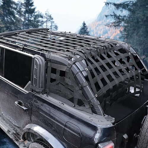 Miniatura 2 de Red de malla de carga para maletero trasero, sistema de retención de carga, hamaca de techo de red, red de carga compatible con Ford Bronco 2021
