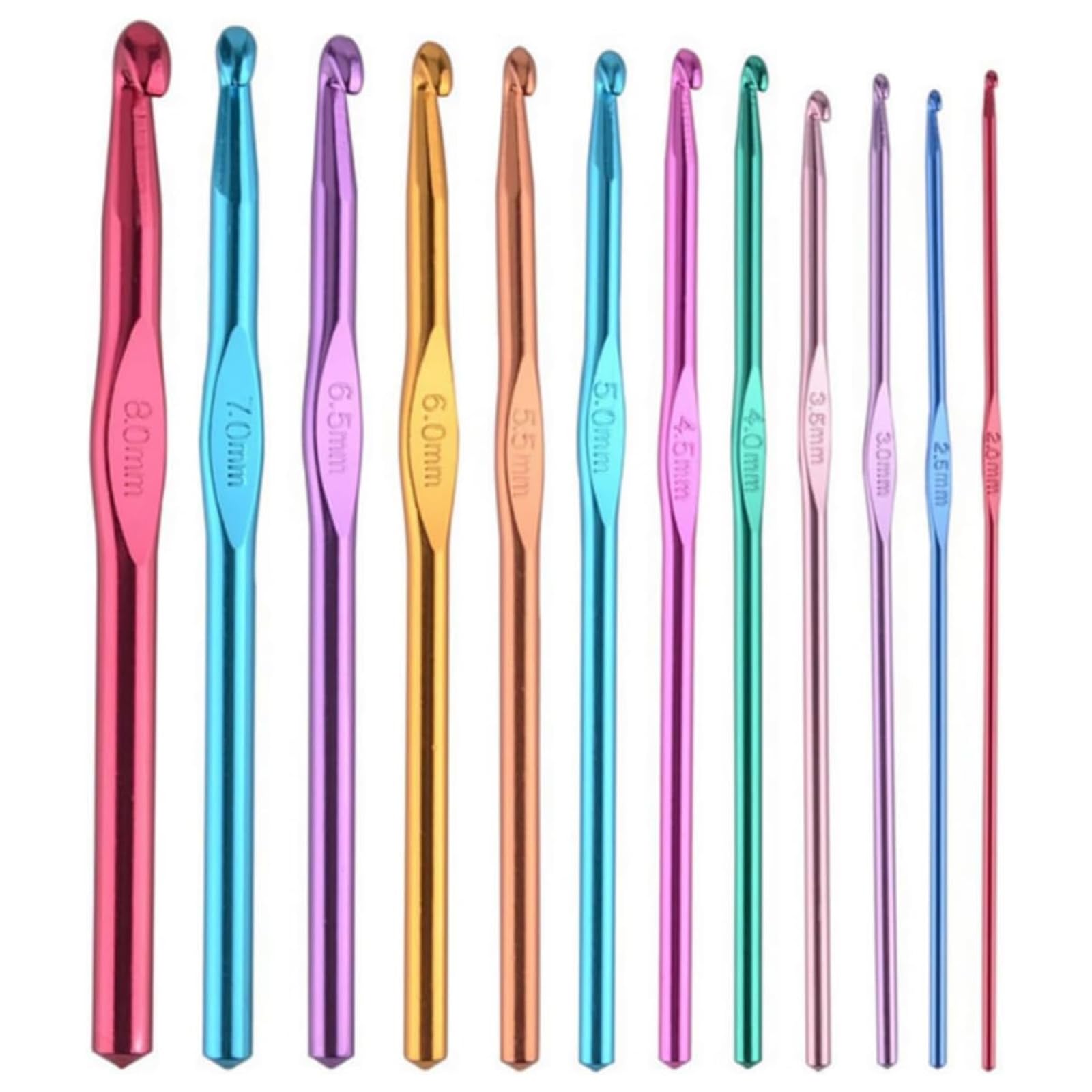 Nooynoeo Colorful Crochet Hooks Set & Needles Aluminium With Pouch Case For Beginners - 14Pcs (2Mm To 10Mm Crochet Hook)