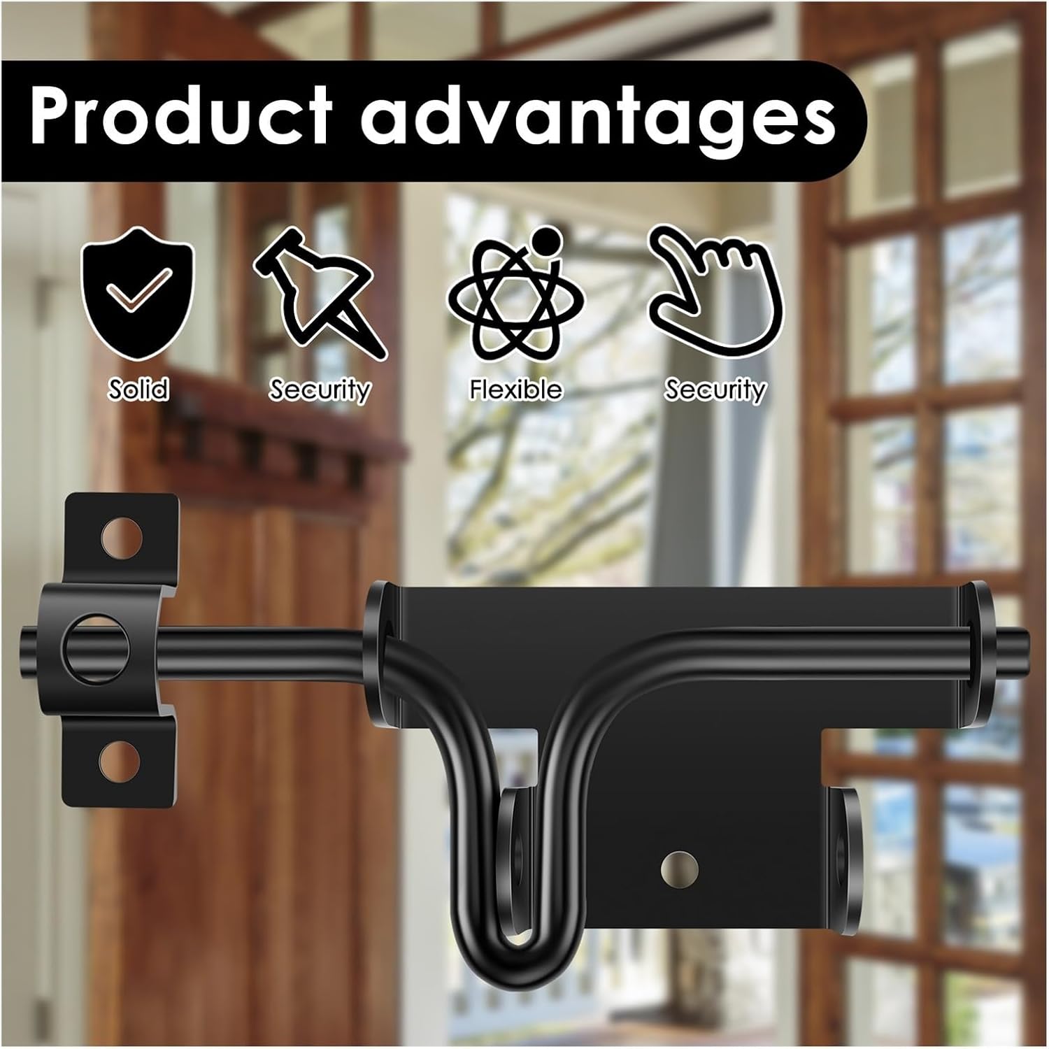 Slide Bolt Gate Latch Door Latch Lock Iron Bolt Sliding Lock for Door Bolt Gate Lock with Screws for Outdoor Doors Sheds Barn Doors Cabinets