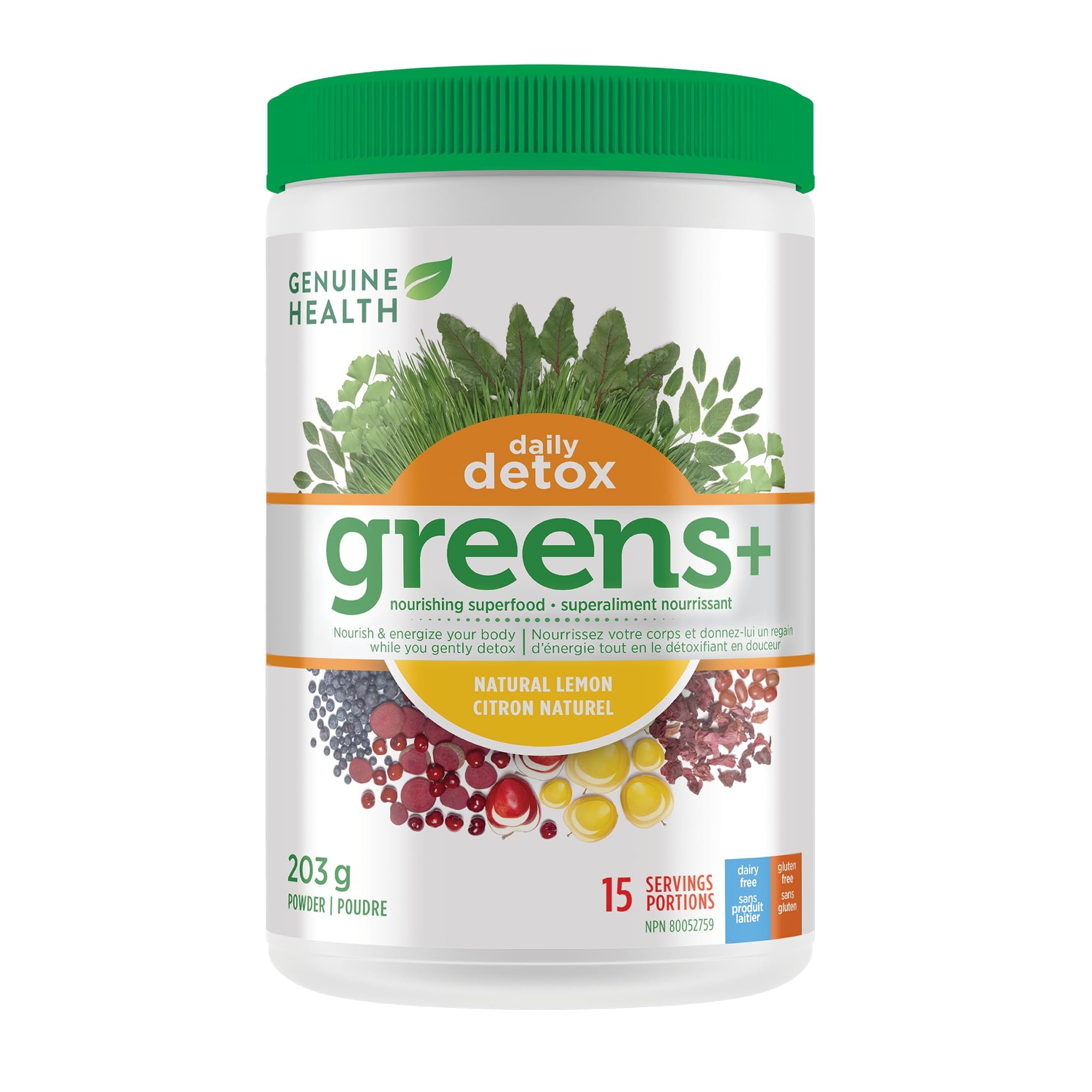 Genuine Health Greens+ Daily Detox,15 Servings, 203 g tub