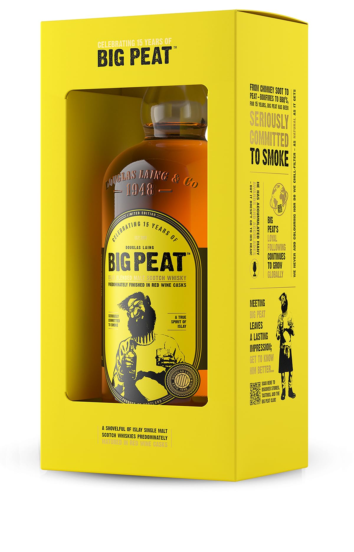Big Peat Red Wine Cask Finish Islay Blended Malt Scotch Whisky – Limited Edition Peated Whisky, Red Wine Cask Matured, 50% ABV, No Chill-Filtered (70cl)