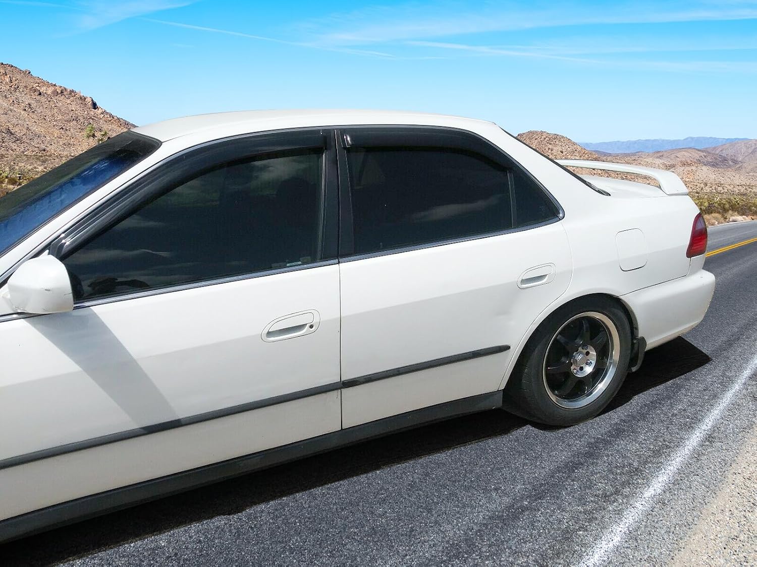 Window Visor Compatible with 1998-2002 Honda Accord, Slim Style Acrylic Smoke Tinted Sun Rain Shade Guard Wind Vent Air Deflector by IKON MOTORSPORTS, 1999 2000 2001