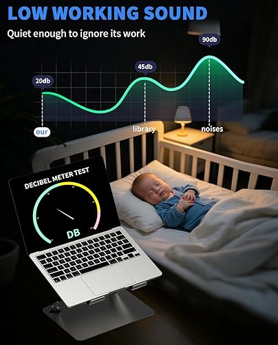 Miniatura 6 de SOUNDANCE Almohadilla de refrigeración para laptop con ventilador mejorado de bajo ruido y concentradores USB 3.0, enfriador ventilado para laptop