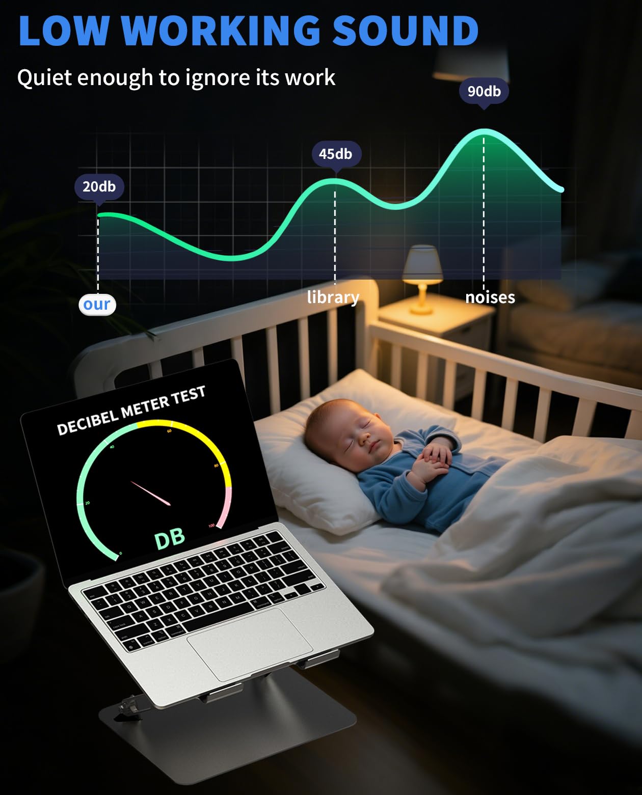 SOUNDANCE Tappetino di raffreddamento per laptop con ventola a basso rumore e hub USB 3.0, dispositivo di raffreddamento ventilato per prevenire il surriscaldamento, supporto ergonomico regolabile per
