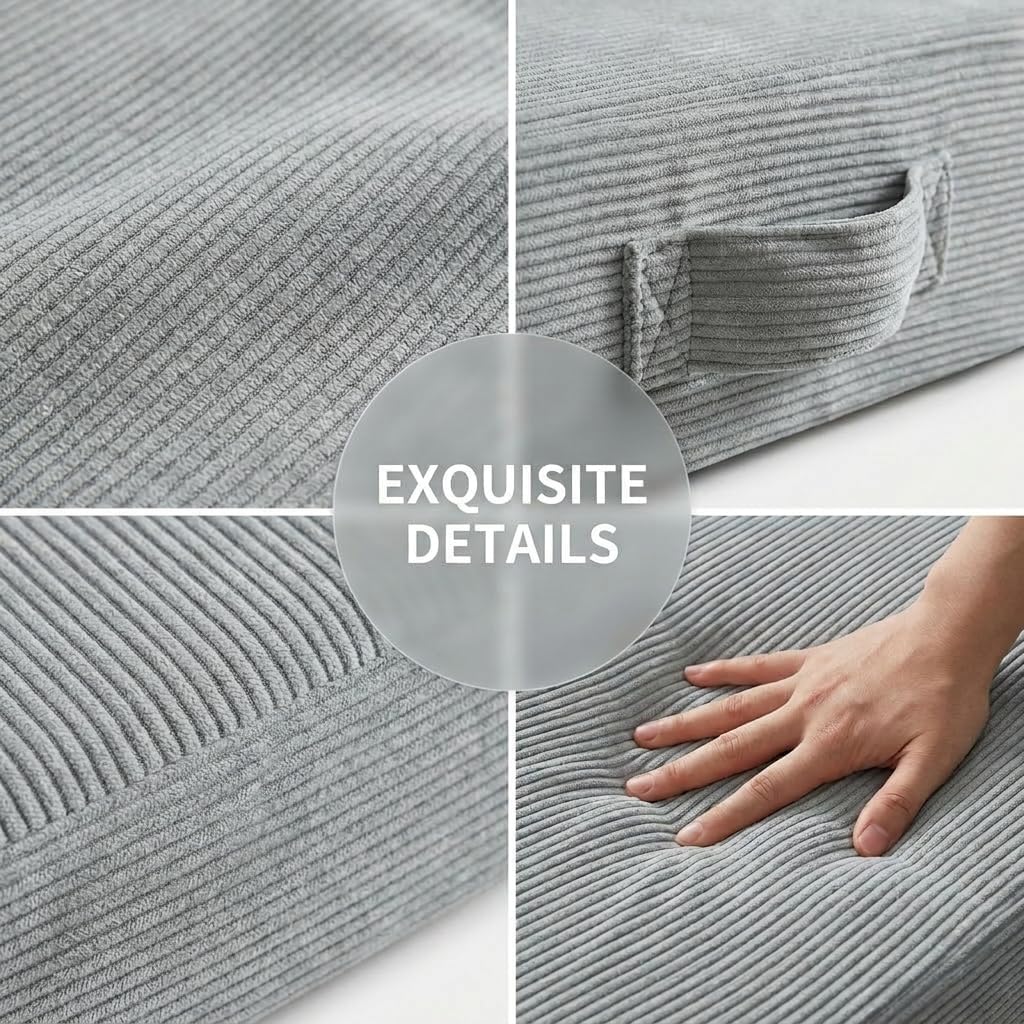 28 inches Meditation Floor Pillow Square Large Floor Cushions for Adults, Thick Memory Foam Seat Cushions for Yoga, Living Room, Sofa, Tatami, Bay Window Gray